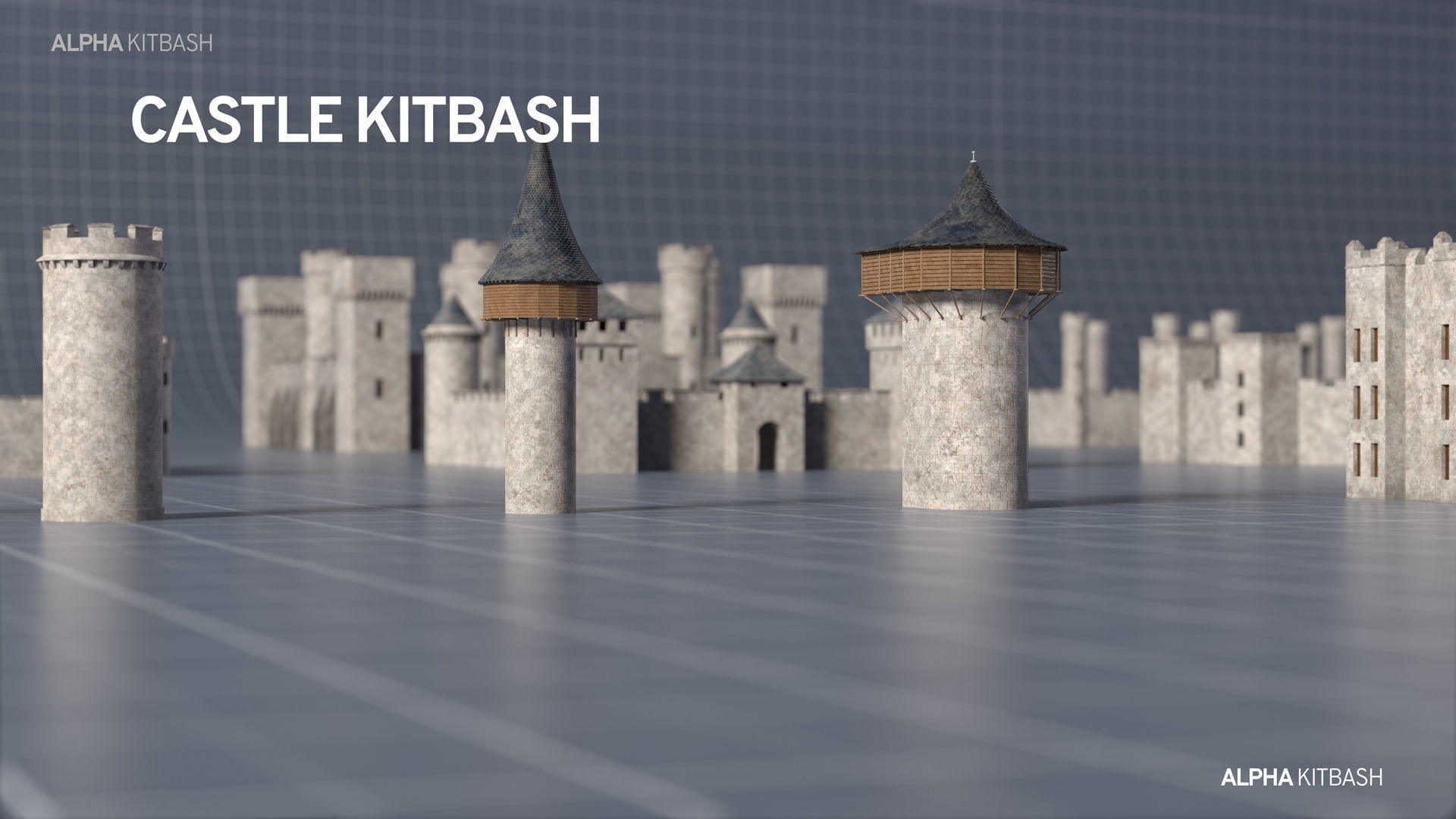 Castle Kitbash 3D model_4