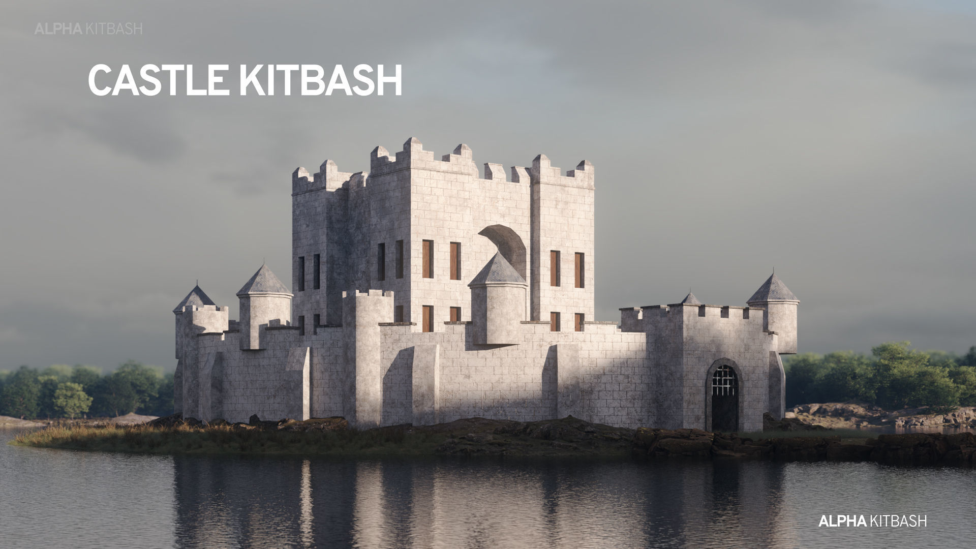 Castle Kitbash 3D model_7
