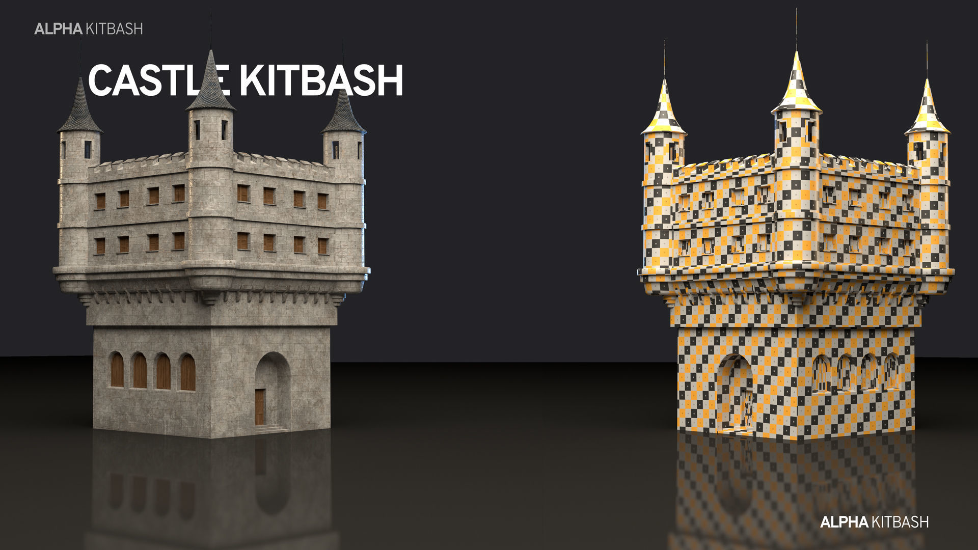 Castle Kitbash 3D model_15
