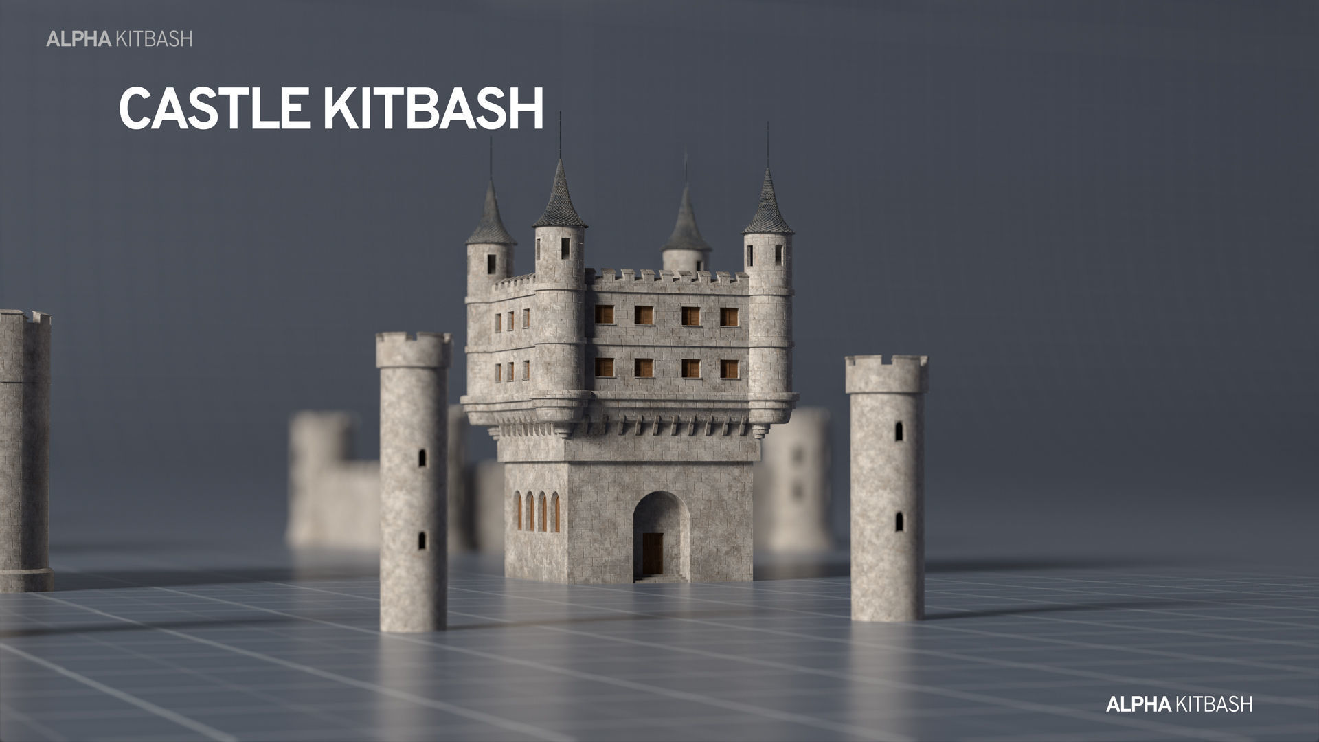 Castle Kitbash 3D model_6