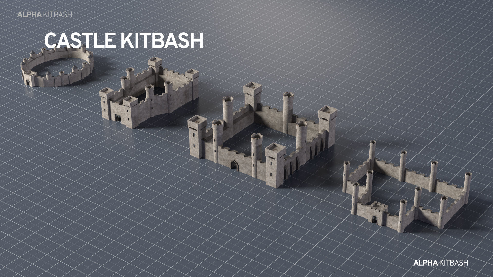 Castle Kitbash 3D model_9