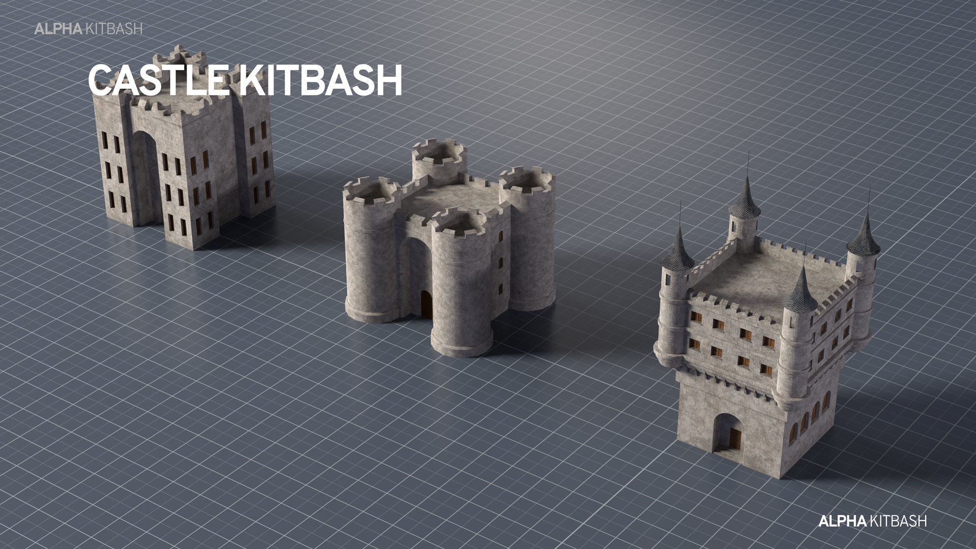 Castle Kitbash 3D model_11
