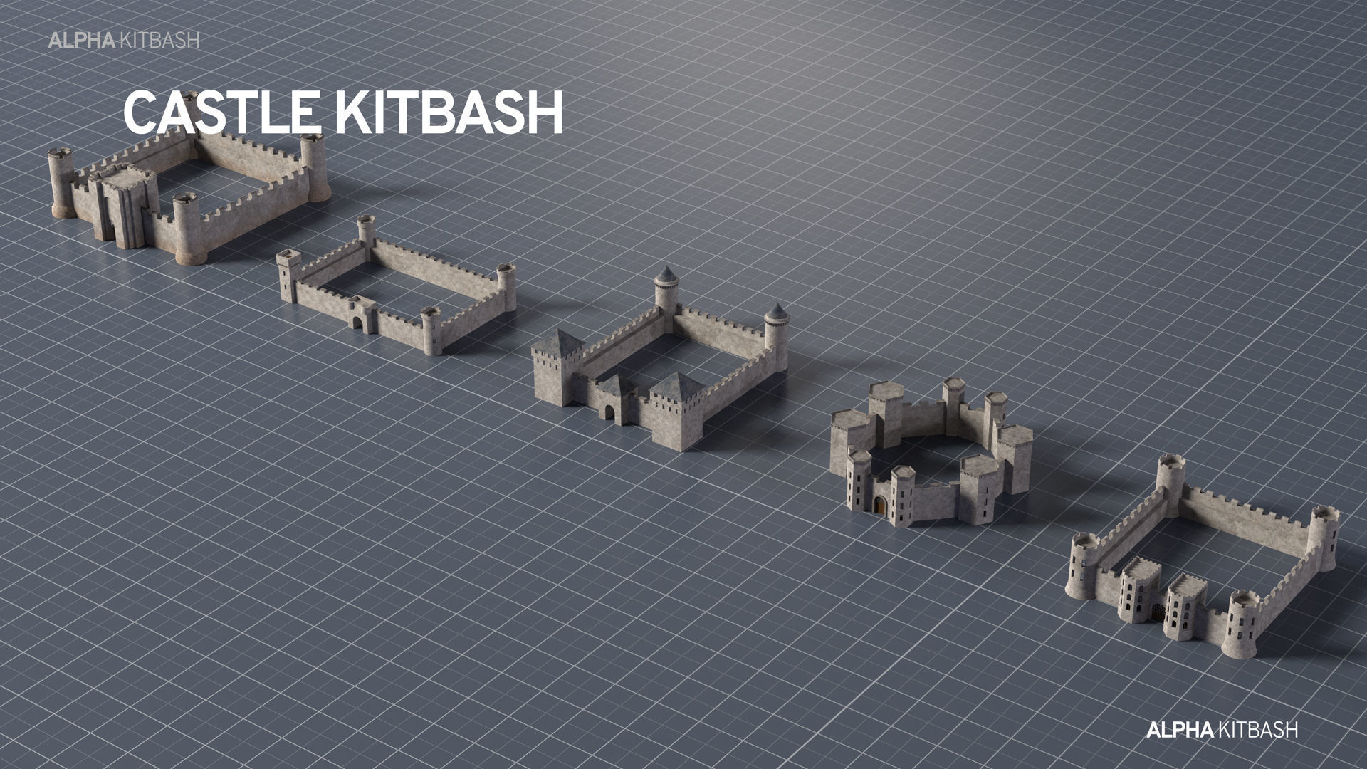 Castle Kitbash 3D model_10