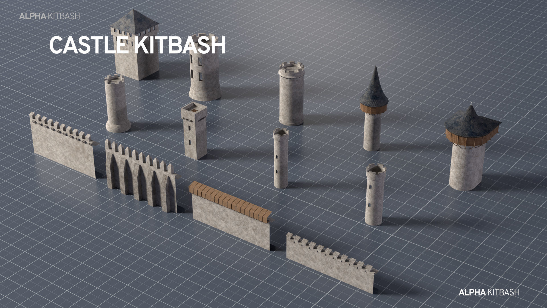 Castle Kitbash 3D model_12