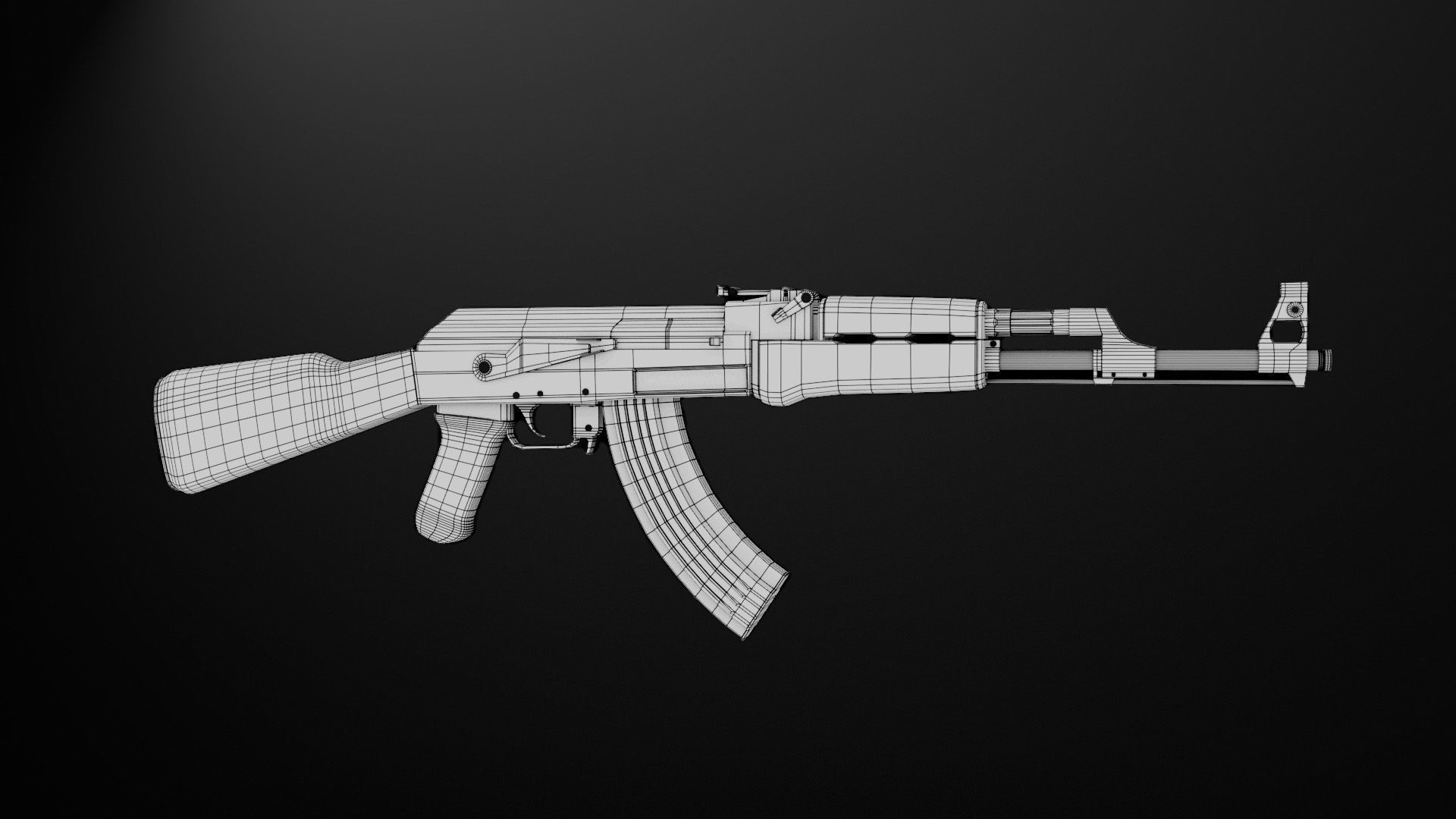 Rusted AK47 Low-poly 3D model_1