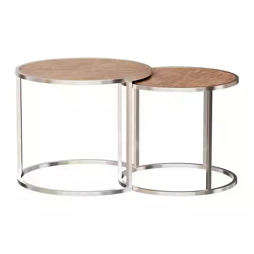 SIDE TABLE ROUND BROWN ON A METAL BASE DESY 2 PIECES