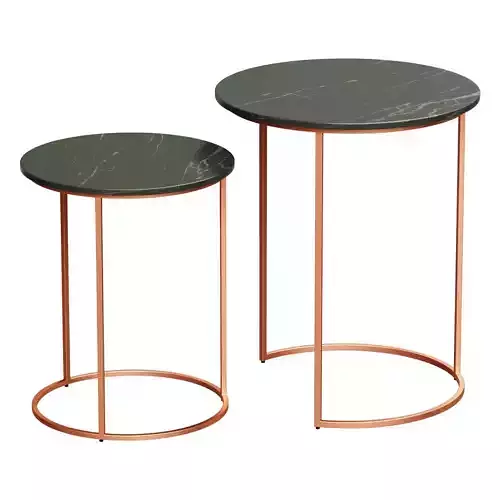 COFFEE TABLES WITH MARBLE TOP 2 PCS BLACK BRONZE BROWNIE