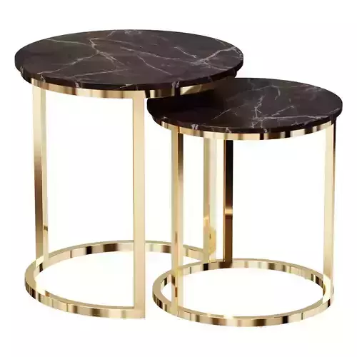 ROUND COFFEE TABLES WITH ARTIFICIAL MARBLE TOPS IN BLACK 