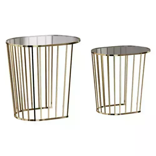 COFFEE TABLES WITH GLASS TOP 2 PCS GOLD TO4ROOMS