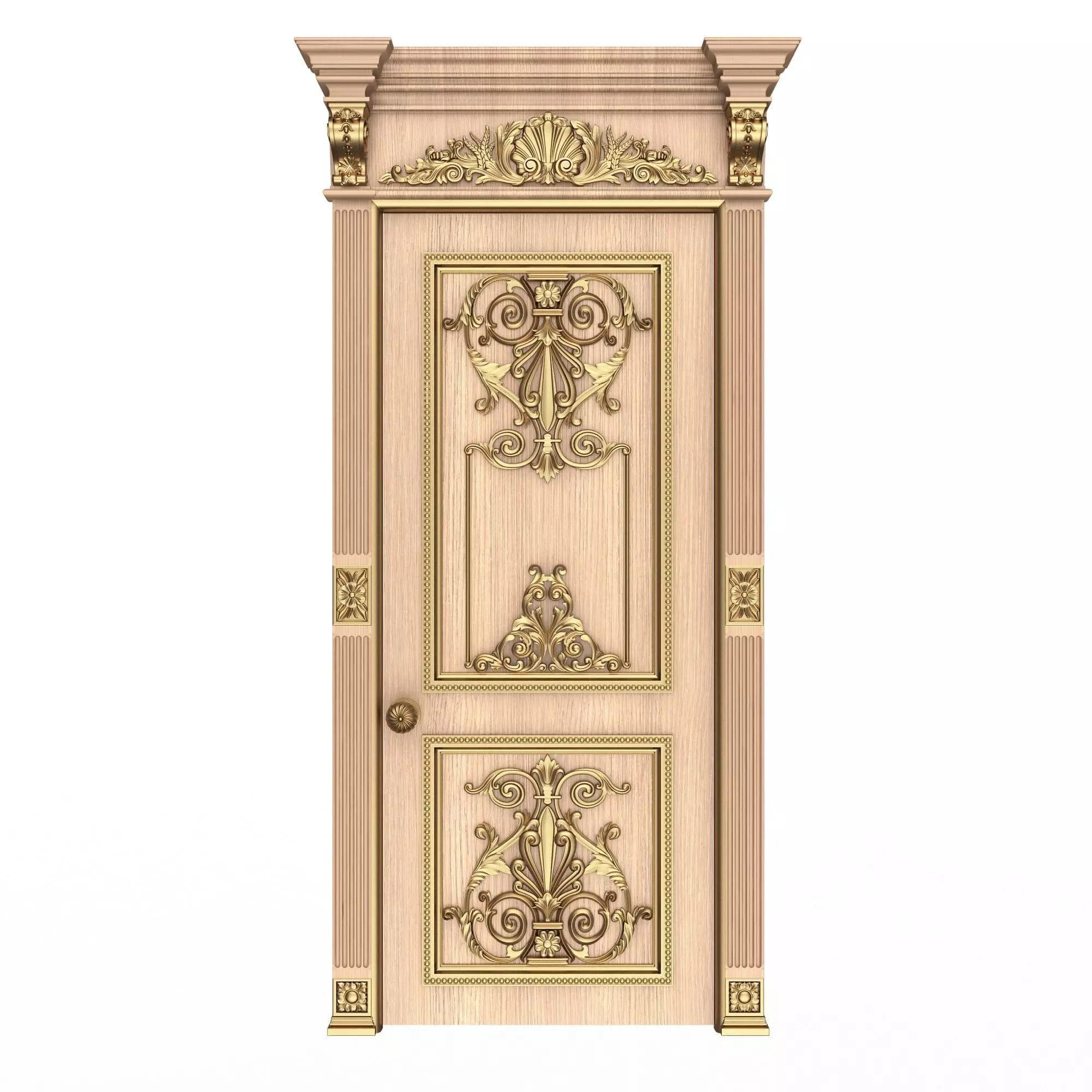Carved Door Classic 0902 Wood Low-poly 3D model_0