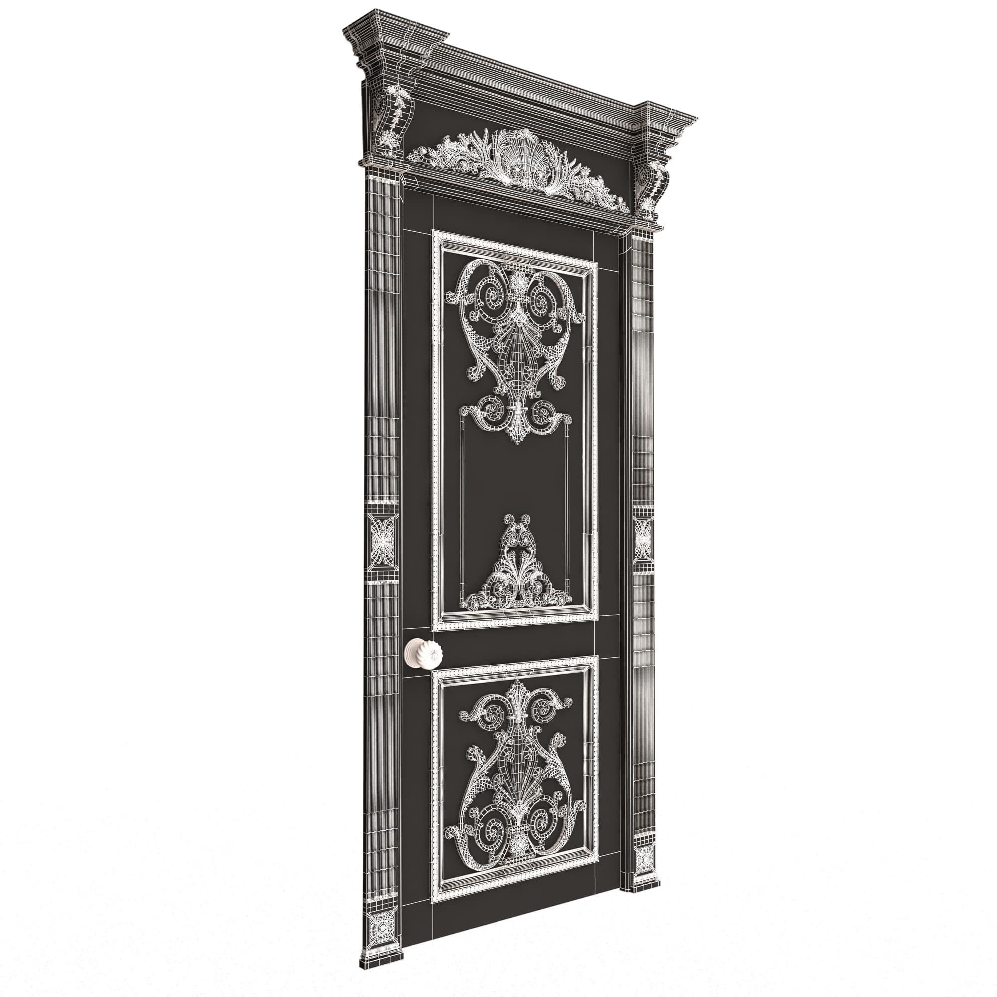 Carved Door Classic 0902 Wood Low-poly 3D model_9