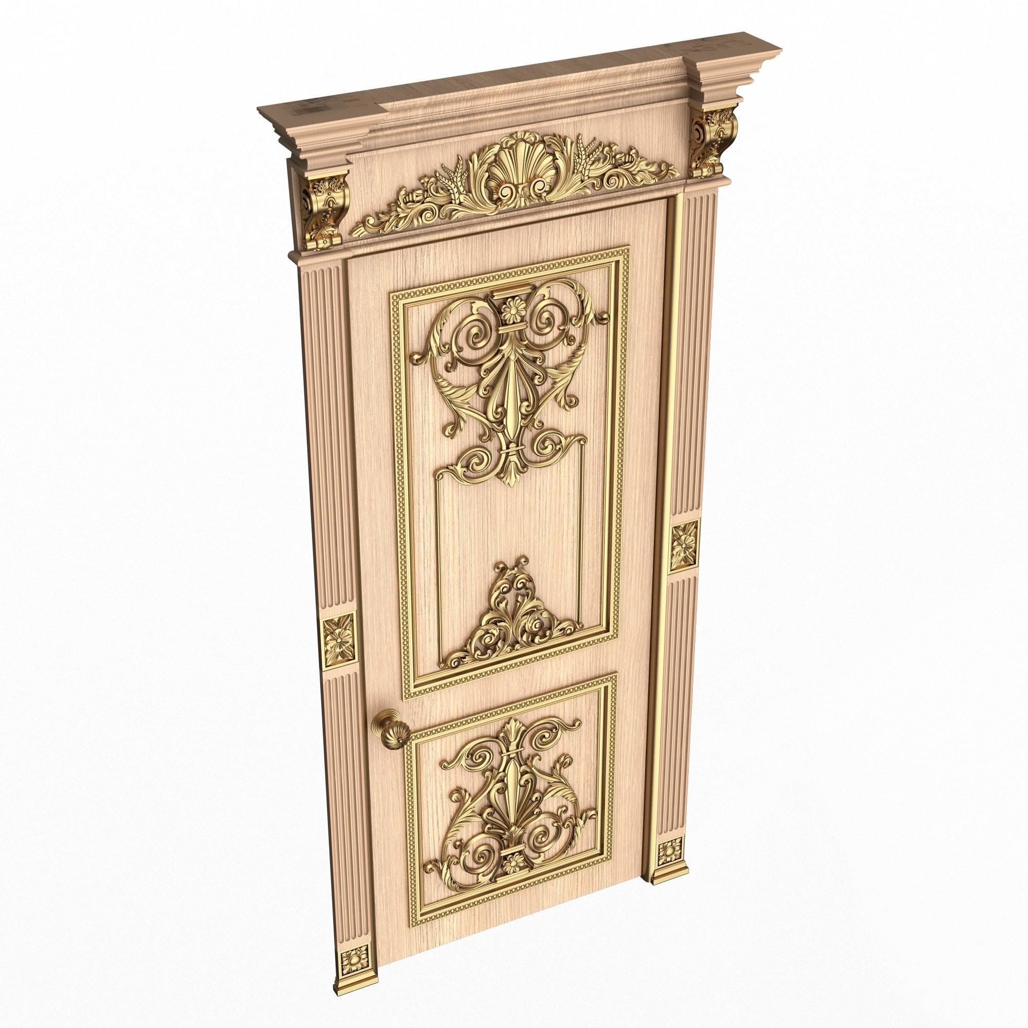 Carved Door Classic 0902 Wood Low-poly 3D model_1