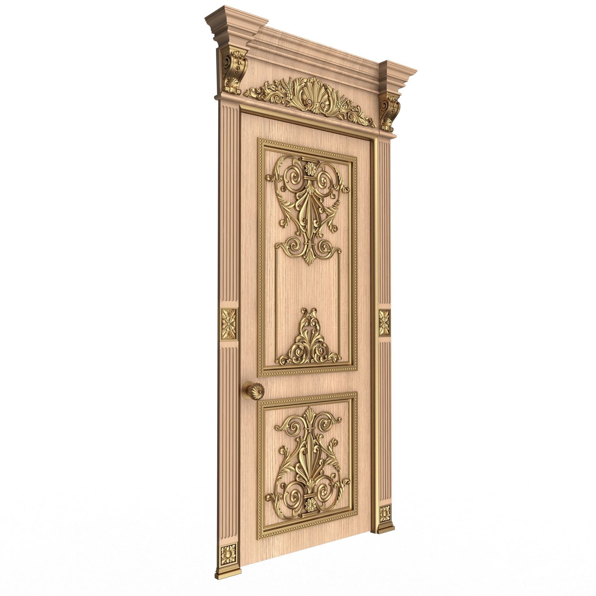 Carved Door Classic 0902 Wood Low-poly 3D model_3