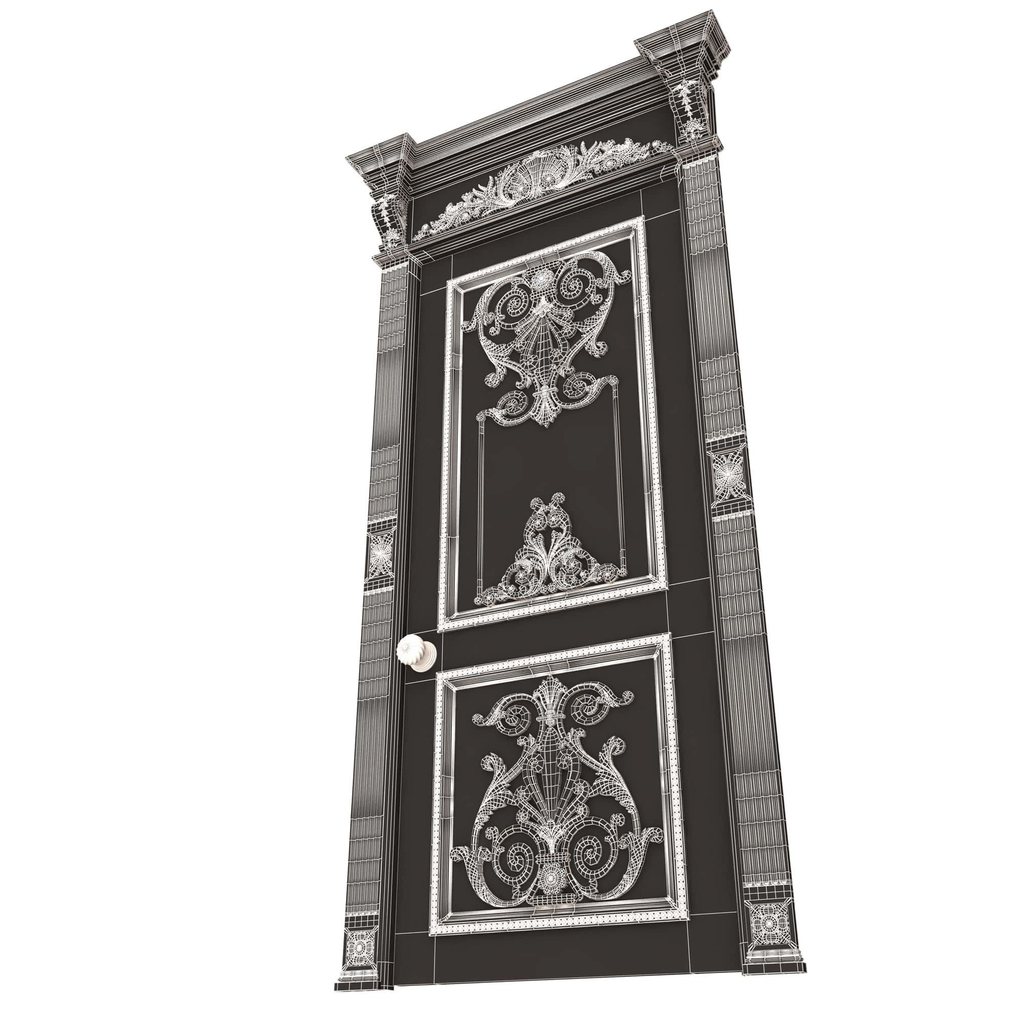 Carved Door Classic 0902 Wood Low-poly 3D model_10