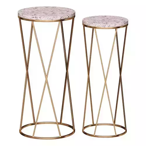 INTERIOR TABLE WITH MARBLE TOP GOLD WHITE 54-015-014 2 PCS