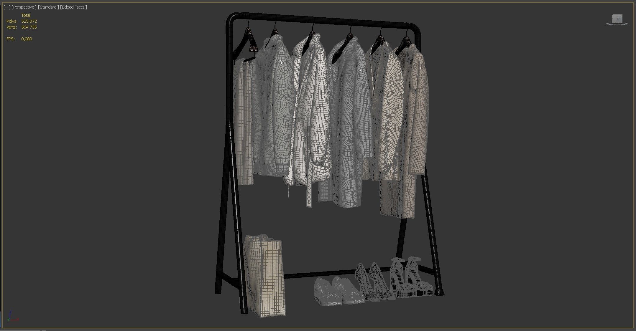 Outerwear on rack Set 01 3D model_9