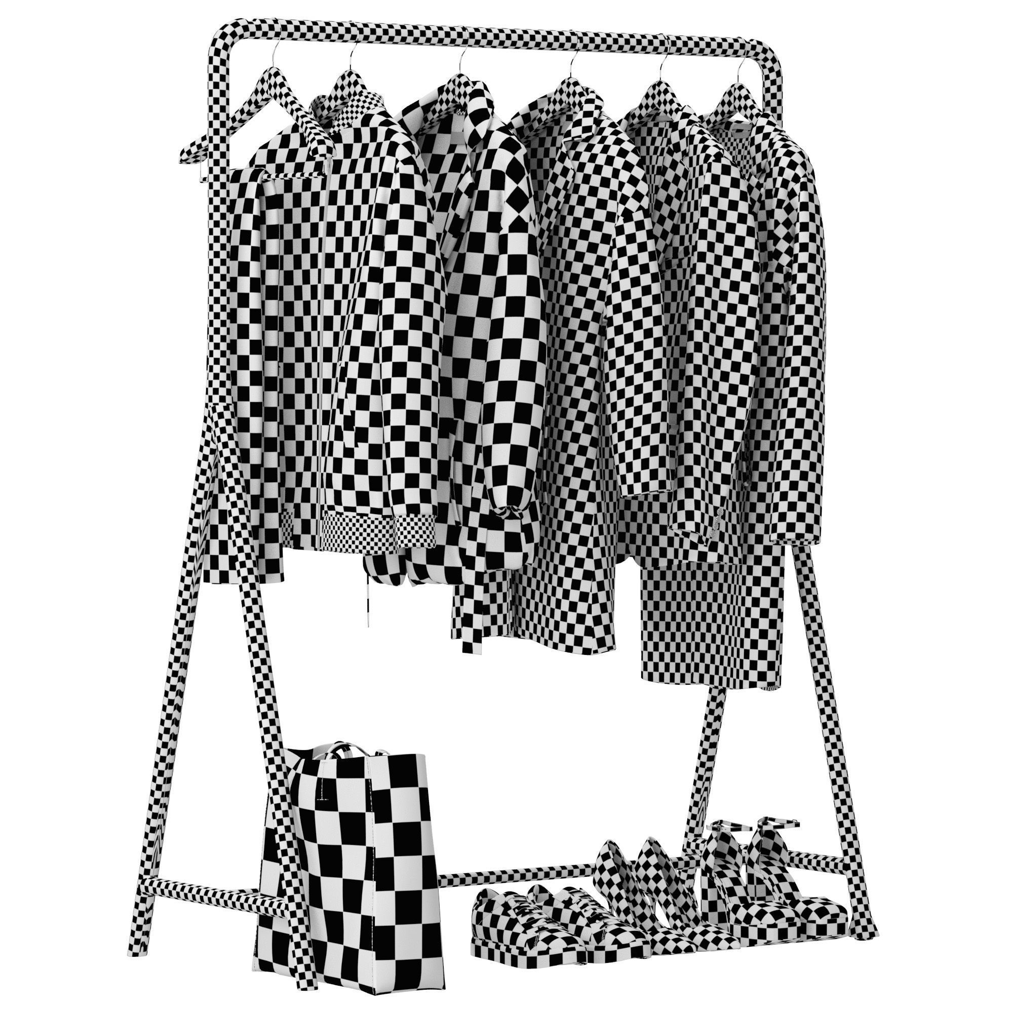 Outerwear on rack Set 01 3D model_7