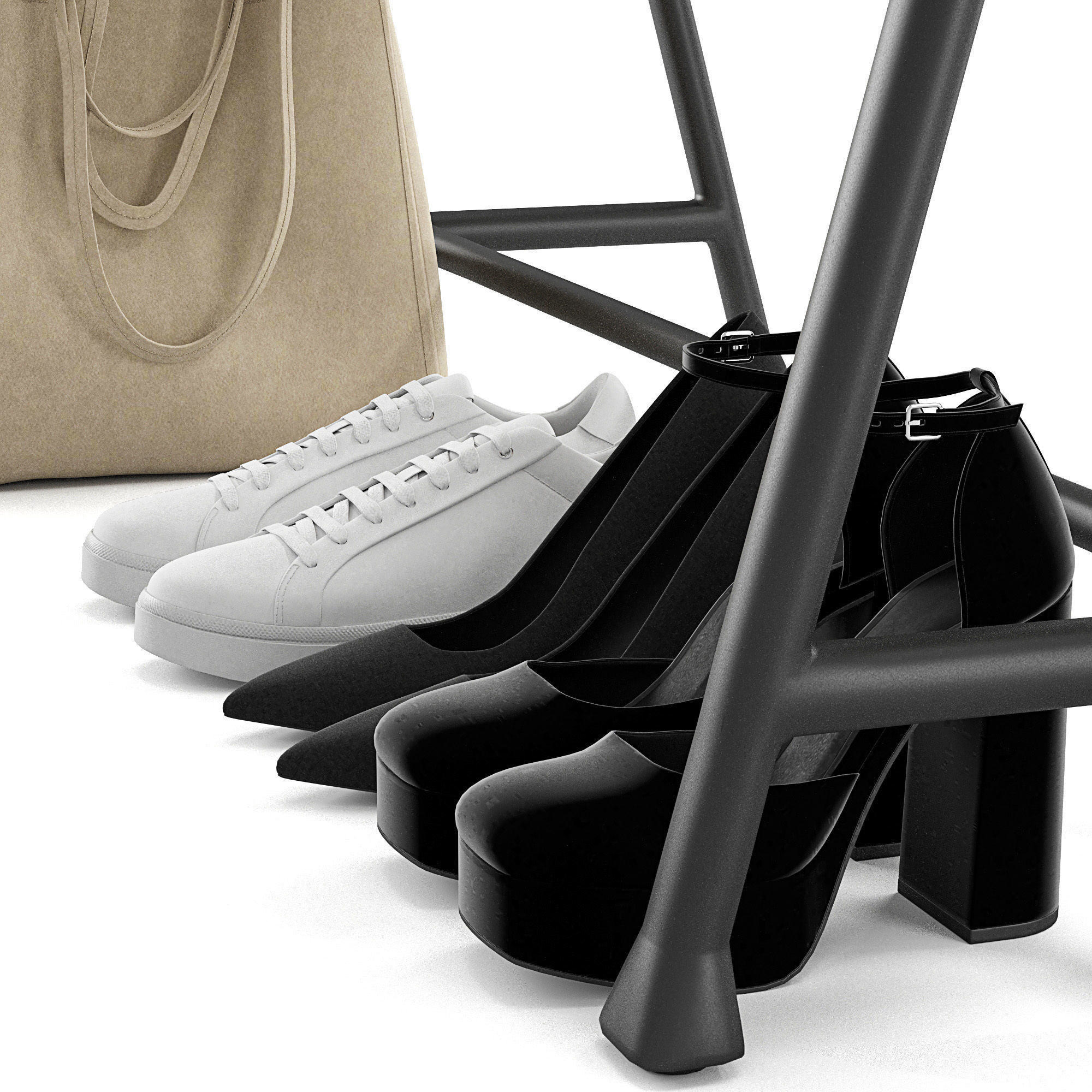 Outerwear on rack Set 01 3D model_5