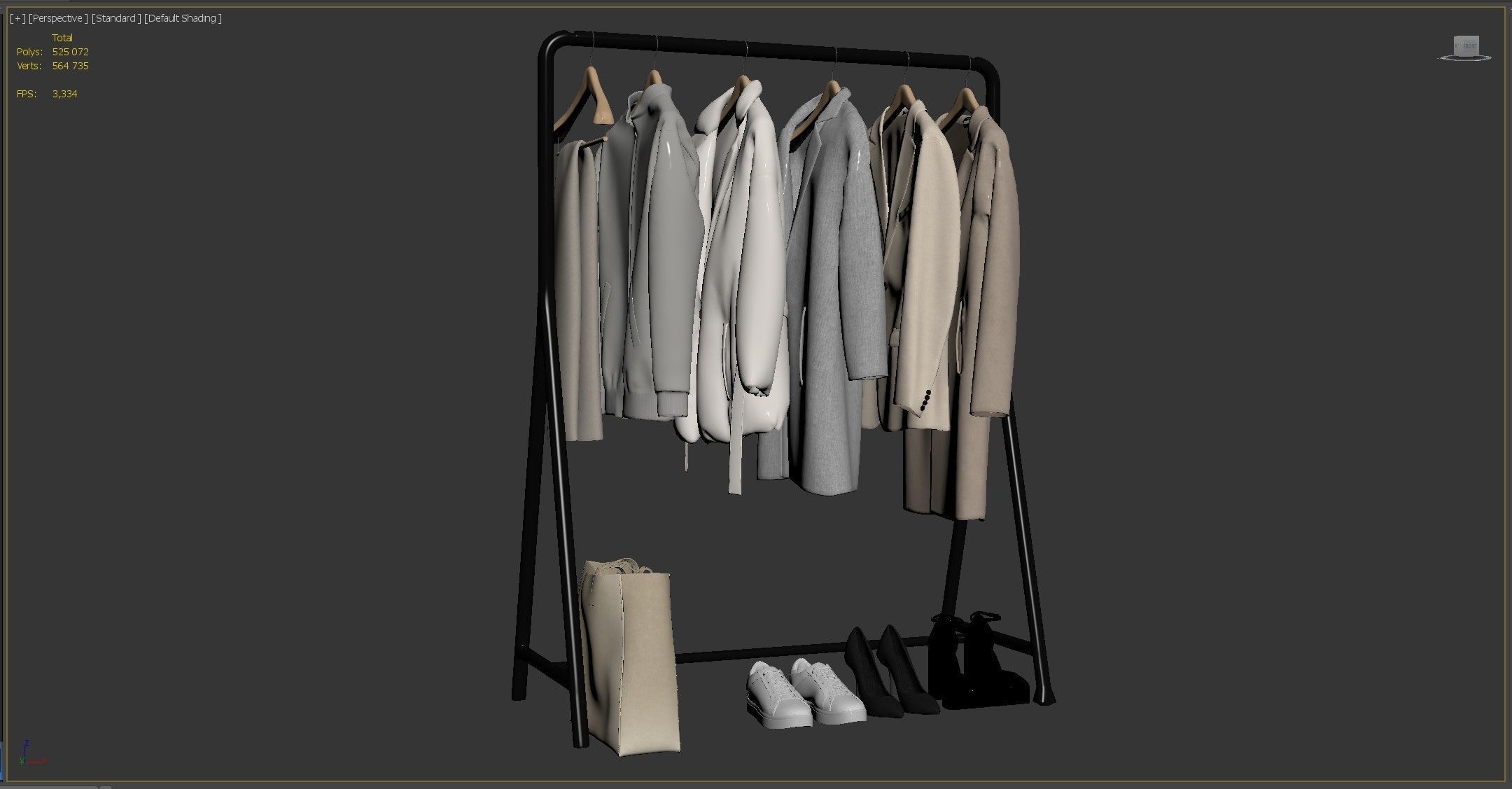 Outerwear on rack Set 01 3D model_8
