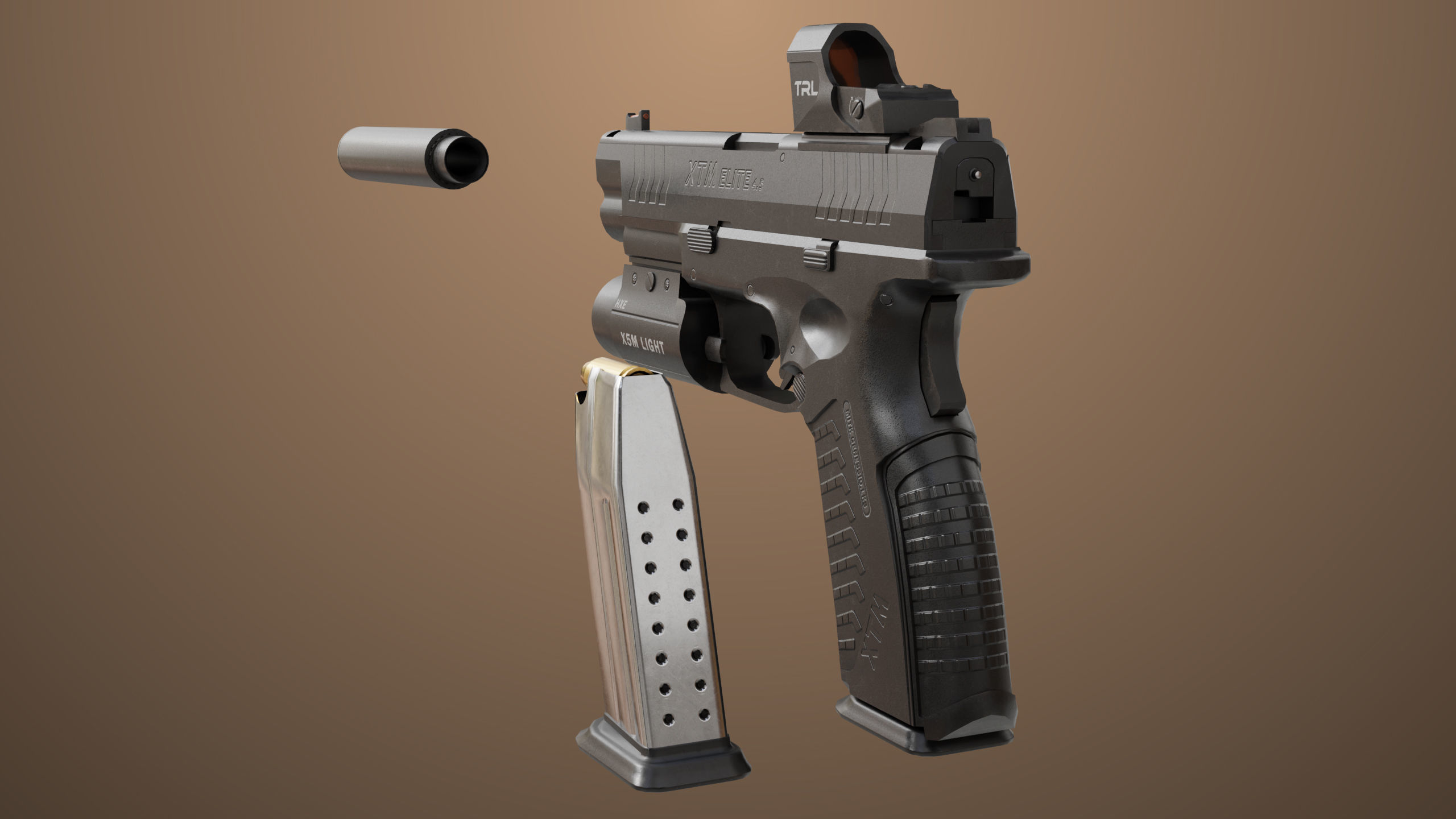 Pistol 06 Black Generic All PBR Unity UE Textures Included Low-poly 3D model_25