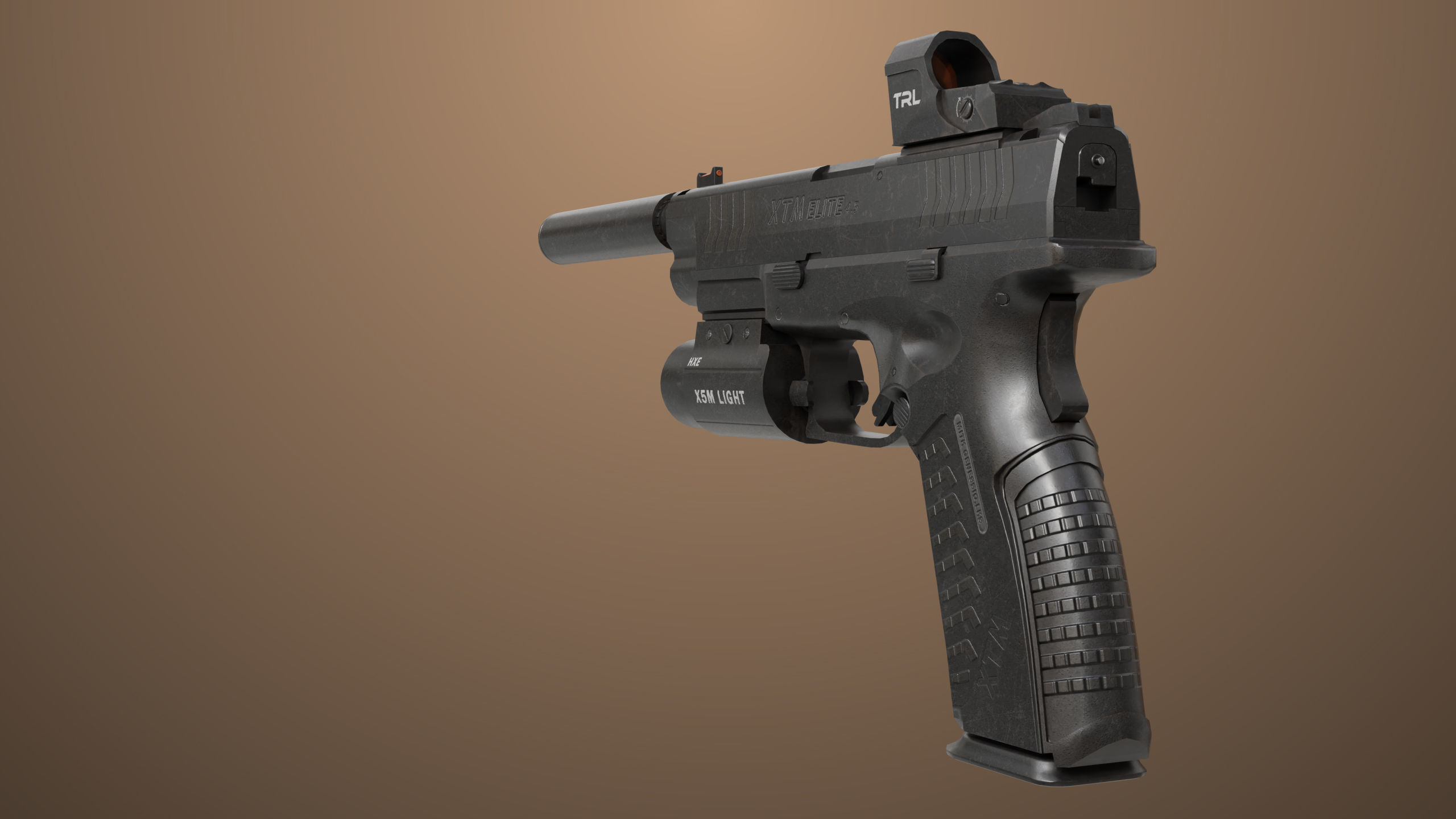 Pistol 06 Black Generic All PBR Unity UE Textures Included Low-poly 3D model_13