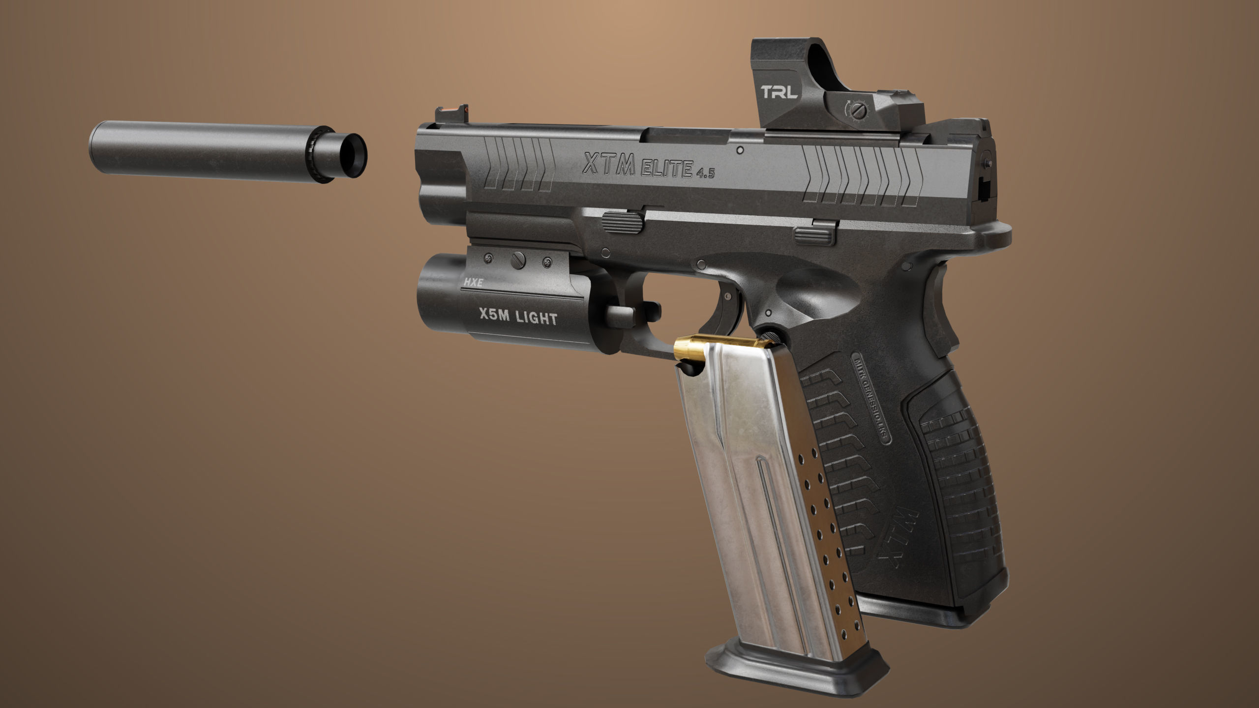 Pistol 06 Black Generic All PBR Unity UE Textures Included Low-poly 3D model_4