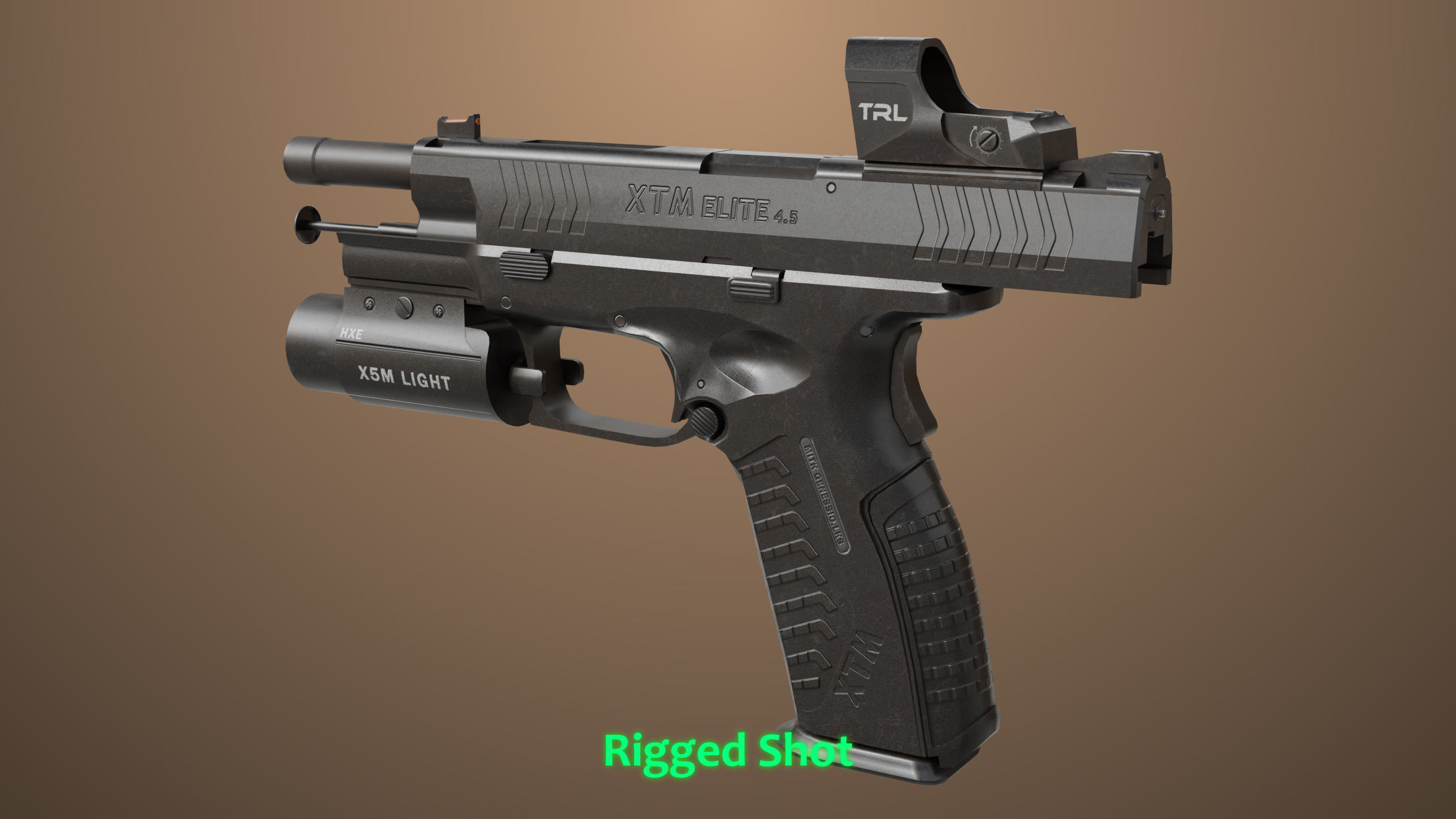 Pistol 06 Black Generic All PBR Unity UE Textures Included Low-poly 3D model_31