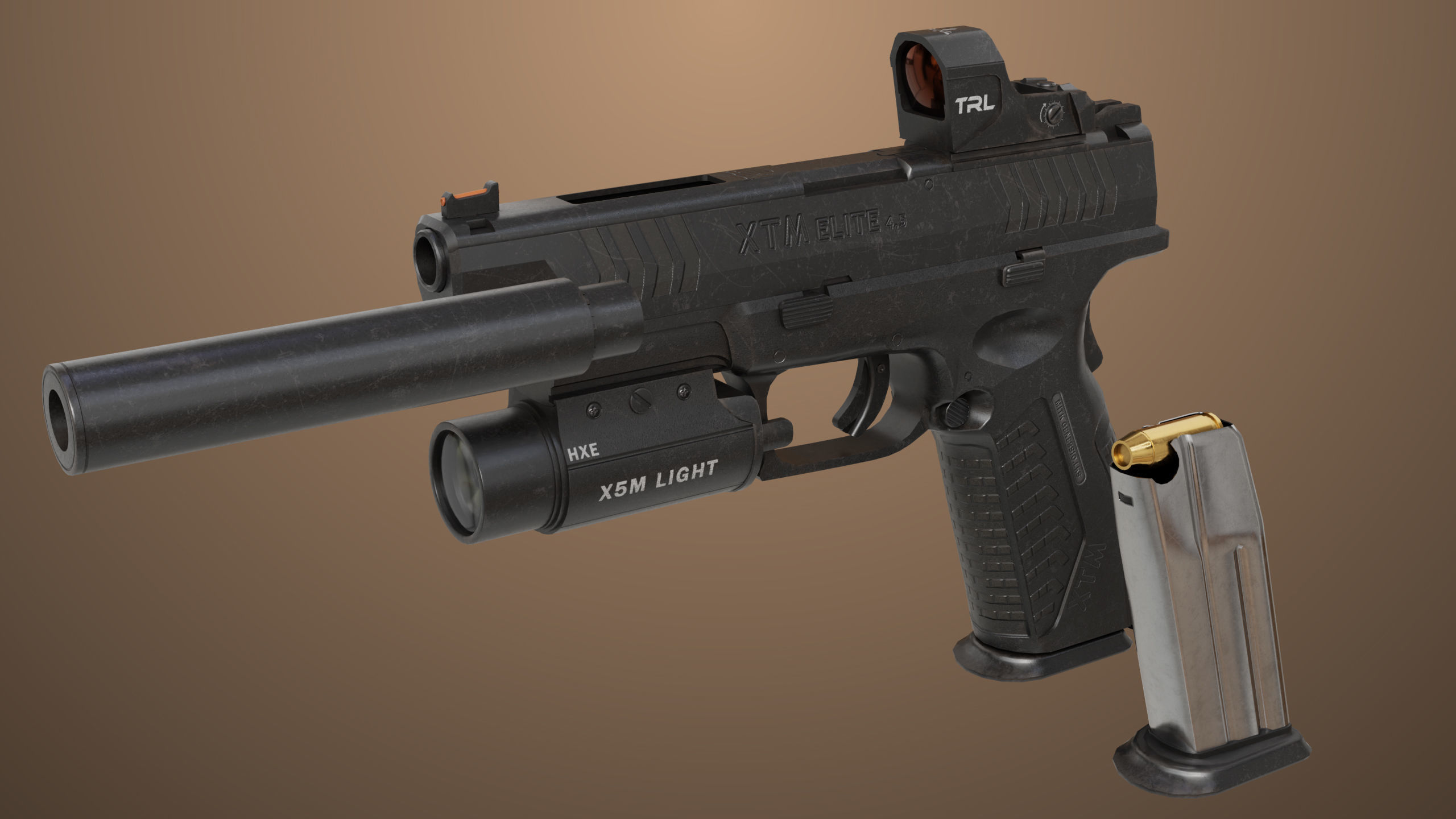 Pistol 06 Black Generic All PBR Unity UE Textures Included Low-poly 3D model_26