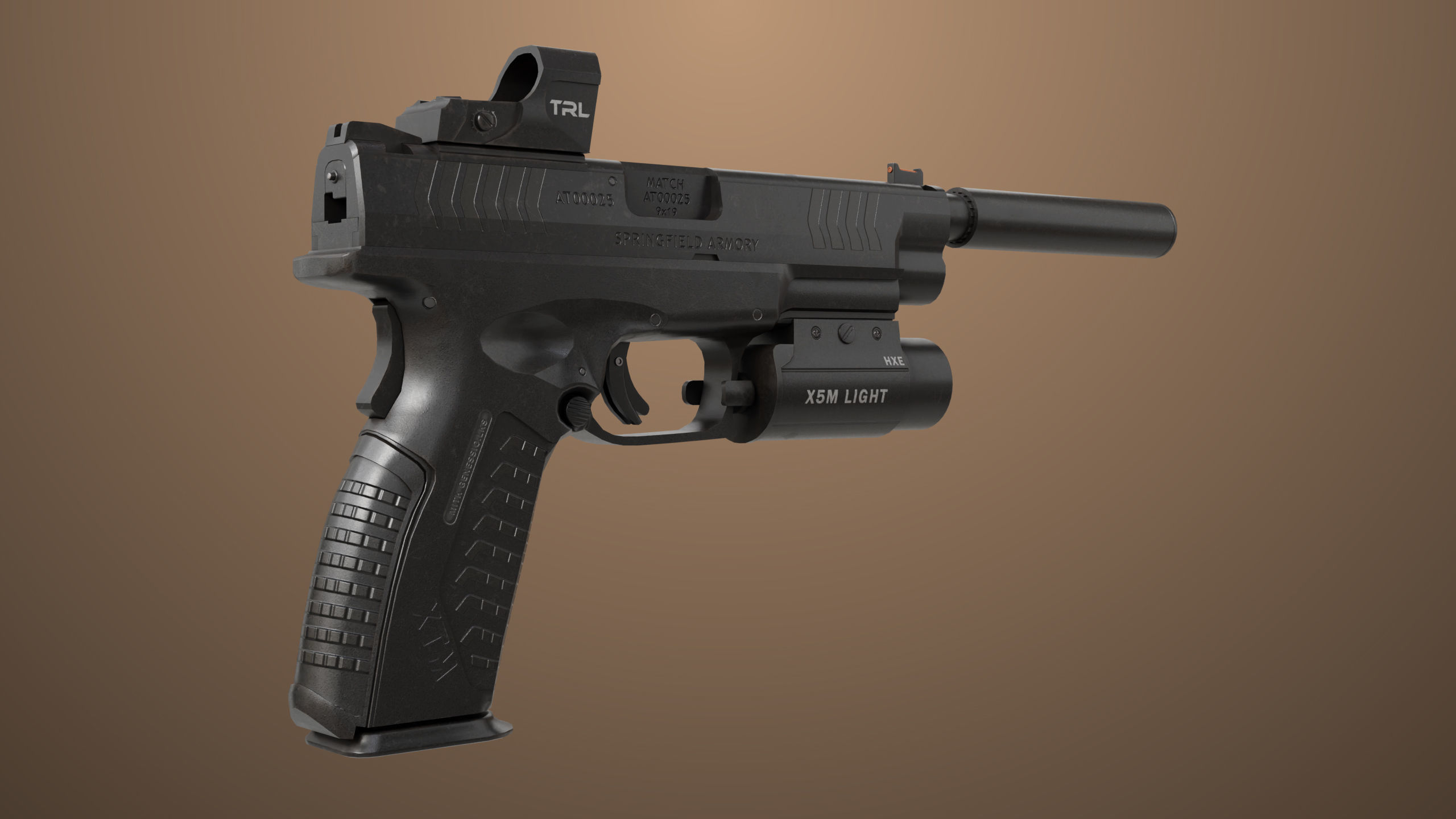 Pistol 06 Black Generic All PBR Unity UE Textures Included Low-poly 3D model_7