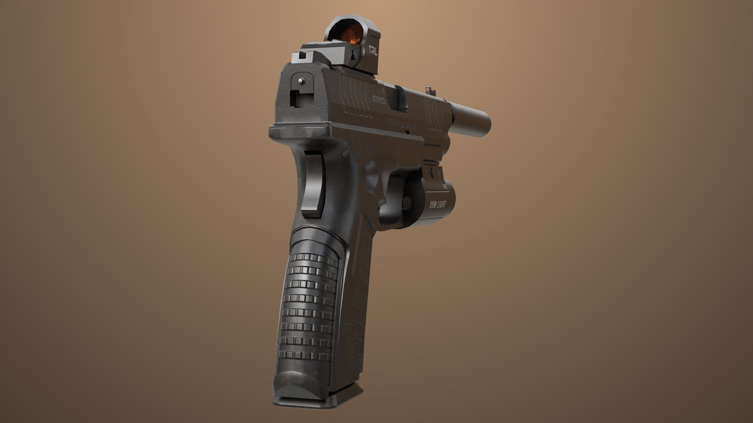 Pistol 06 Black Generic All PBR Unity UE Textures Included Low-poly 3D model_12