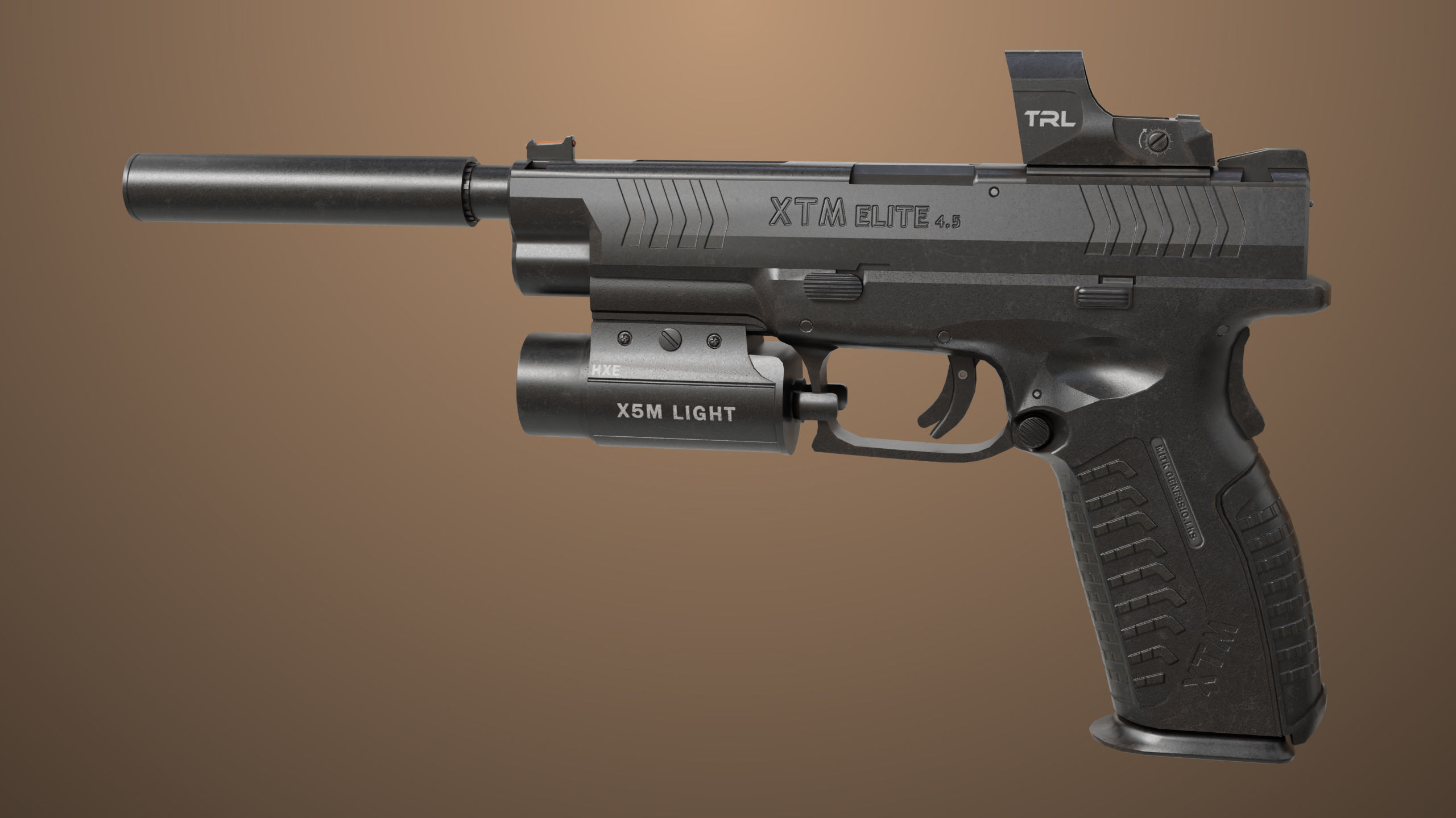 Pistol 06 Black Generic All PBR Unity UE Textures Included Low-poly 3D model_1