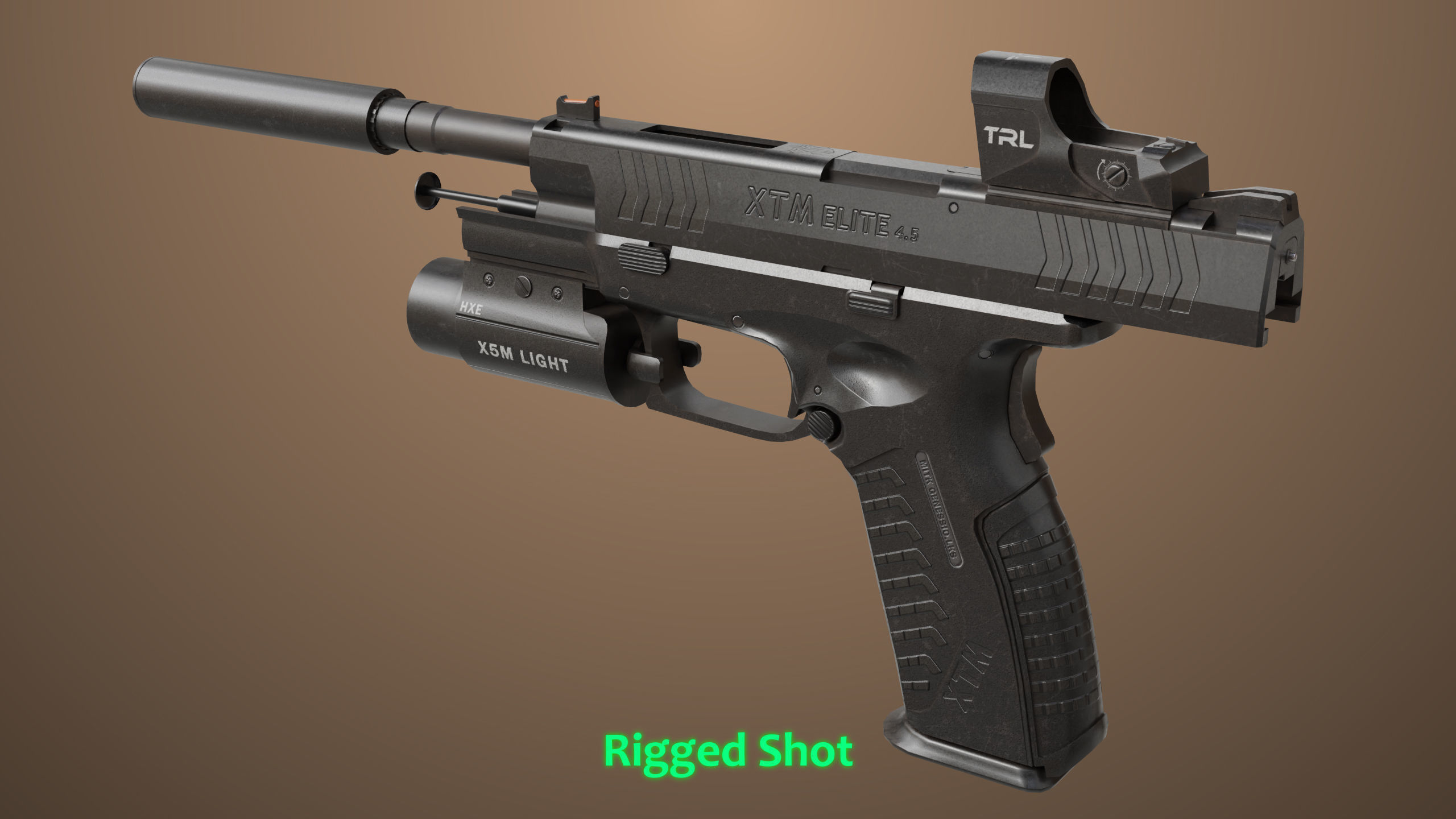 Pistol 06 Black Generic All PBR Unity UE Textures Included Low-poly 3D model_5