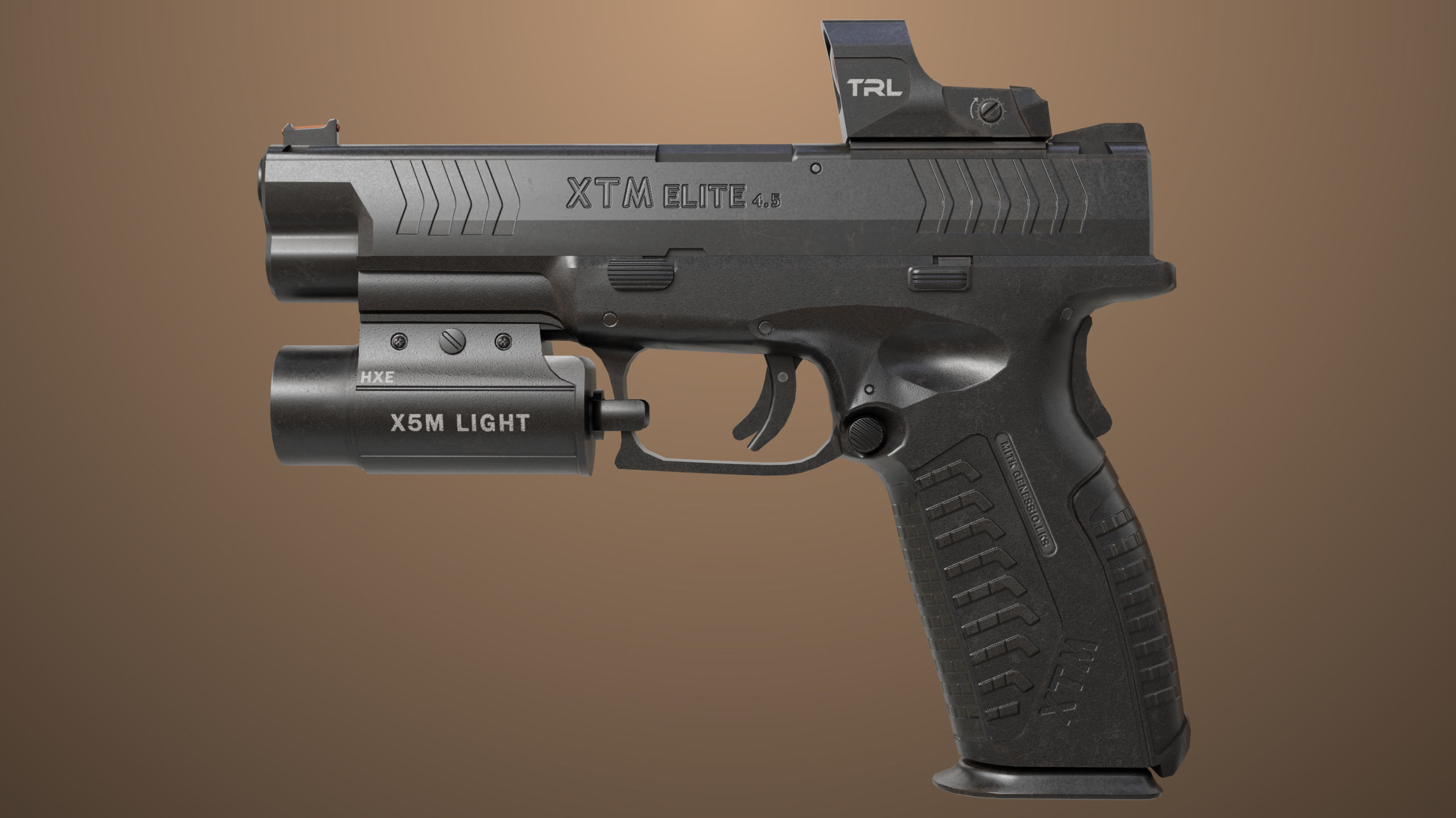 Pistol 06 Black Generic All PBR Unity UE Textures Included Low-poly 3D model_3