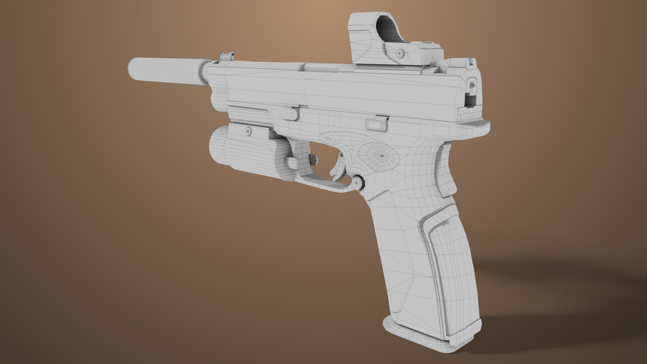 Pistol 06 Black Generic All PBR Unity UE Textures Included Low-poly 3D model_43