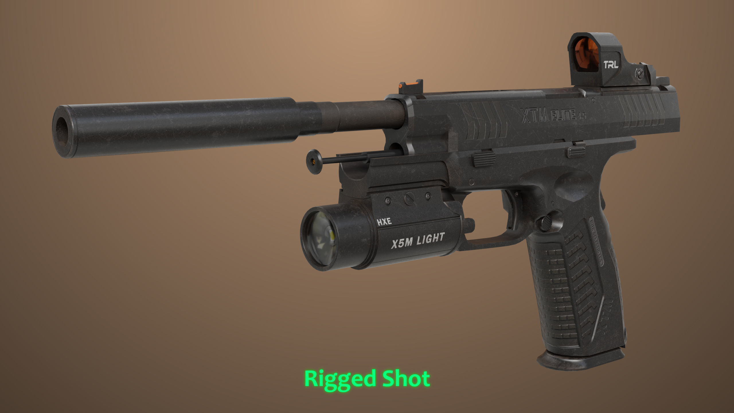 Pistol 06 Black Generic All PBR Unity UE Textures Included Low-poly 3D model_29