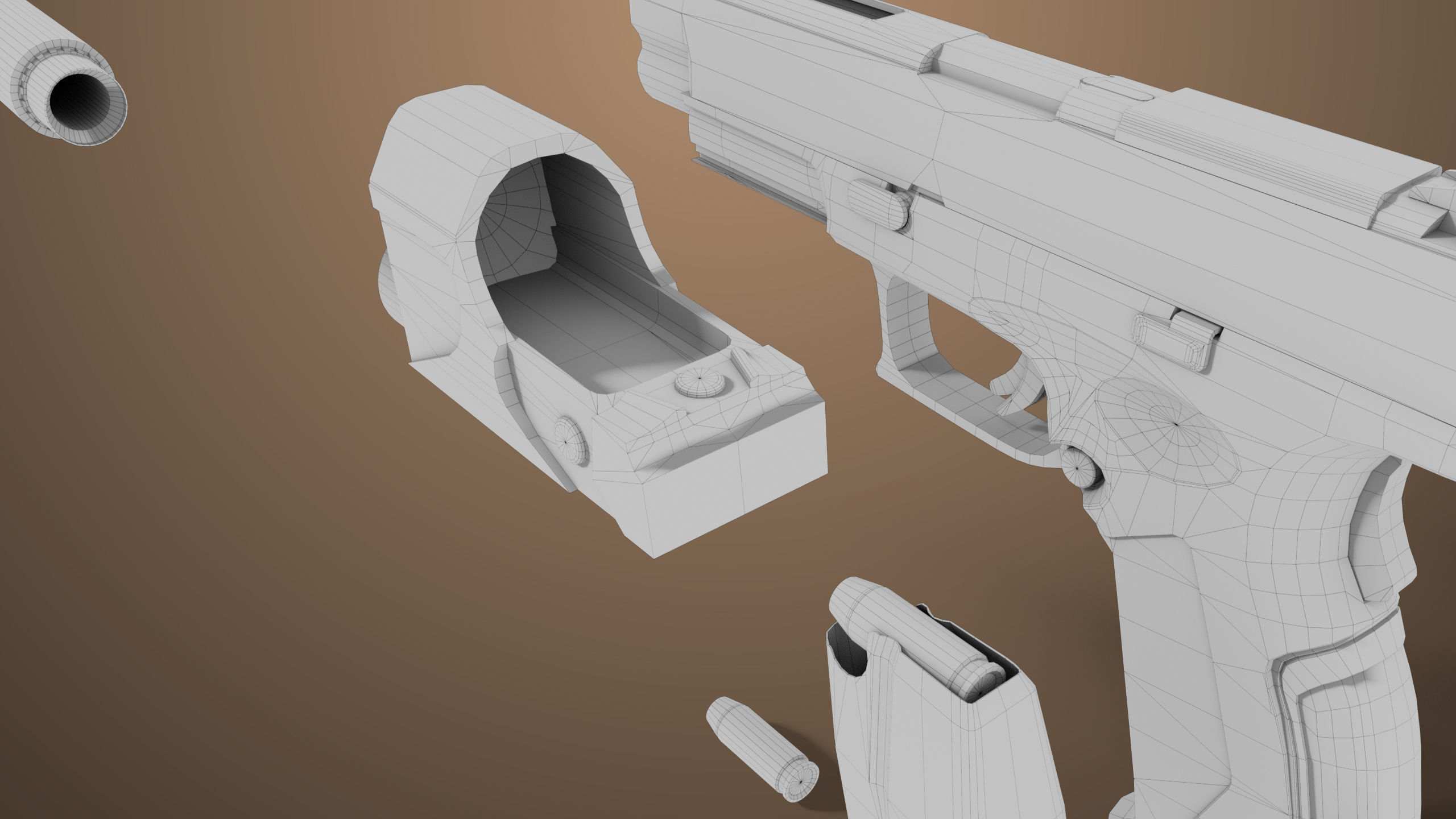 Pistol 06 Black Generic All PBR Unity UE Textures Included Low-poly 3D model_60