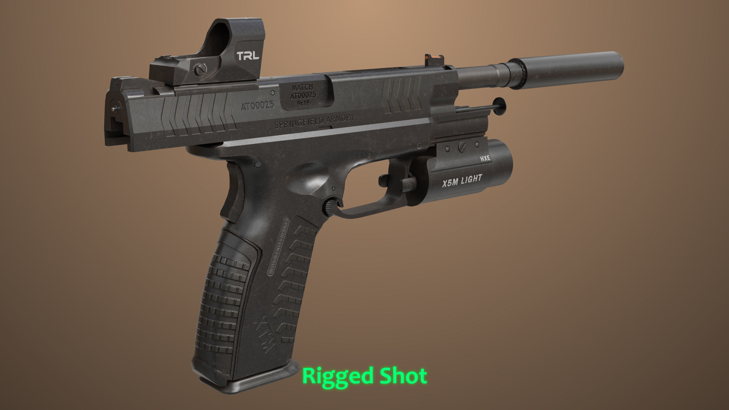 Pistol 06 Black Generic All PBR Unity UE Textures Included Low-poly 3D model_28