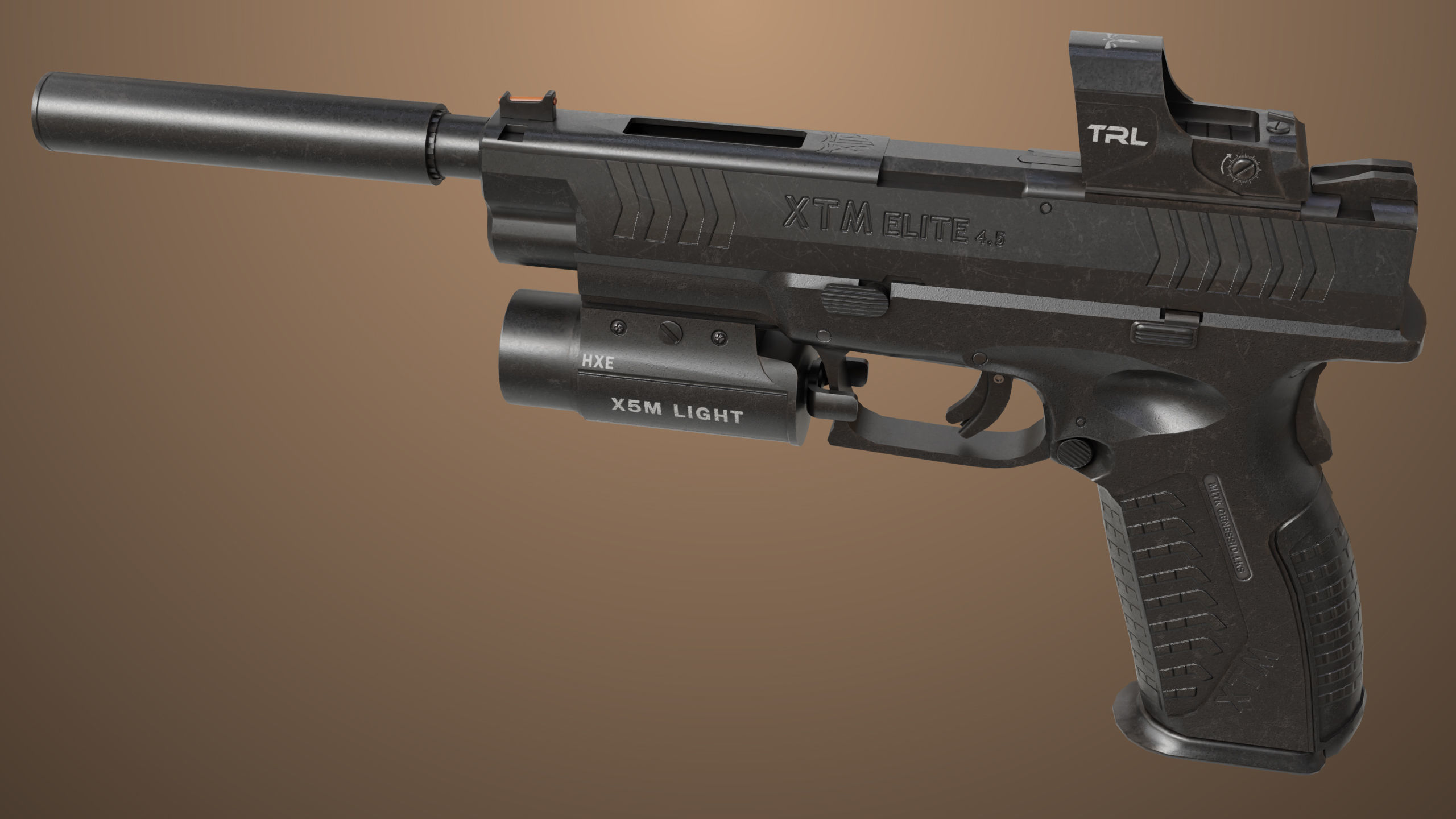 Pistol 06 Black Generic All PBR Unity UE Textures Included Low-poly 3D model_16