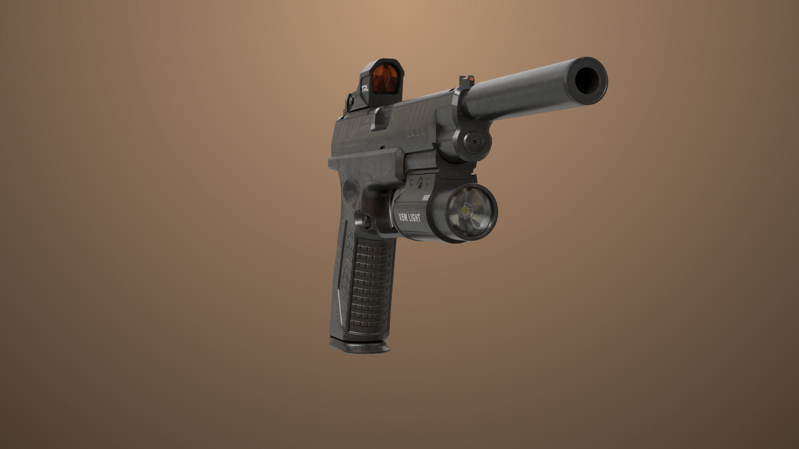 Pistol 06 Black Generic All PBR Unity UE Textures Included Low-poly 3D model_11
