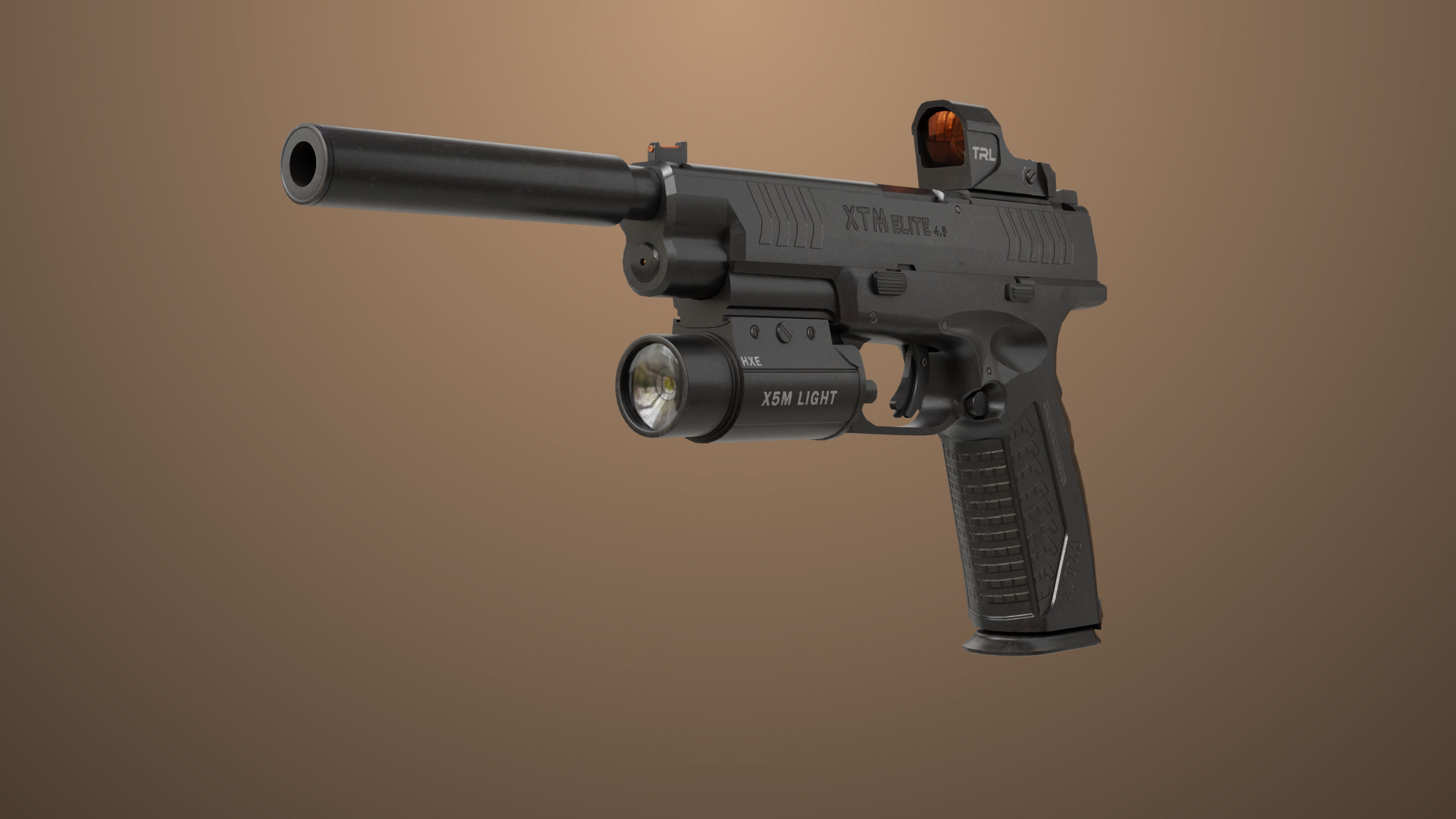 Pistol 06 Black Generic All PBR Unity UE Textures Included Low-poly 3D model_6