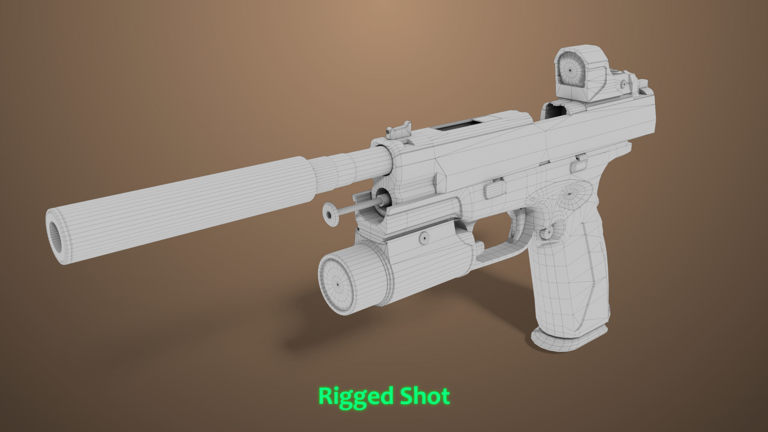 Pistol 06 Black Generic All PBR Unity UE Textures Included Low-poly 3D model_52