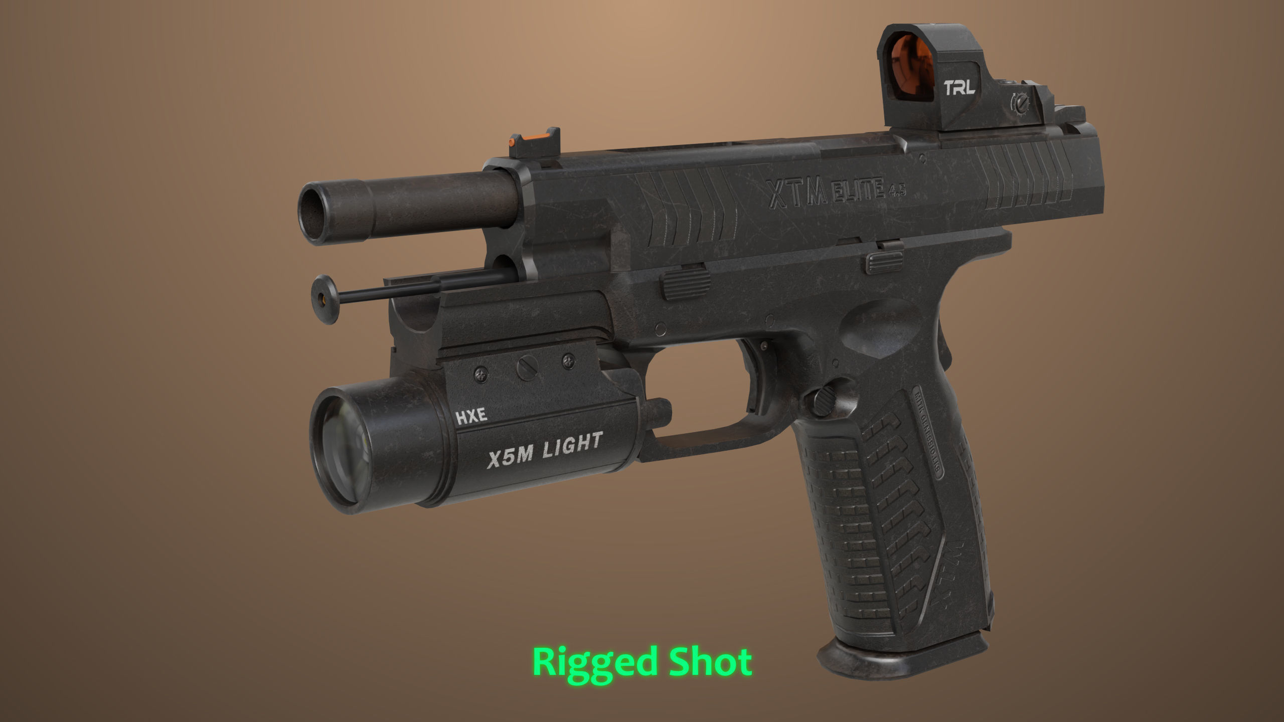 Pistol 06 Black Generic All PBR Unity UE Textures Included Low-poly 3D model_30