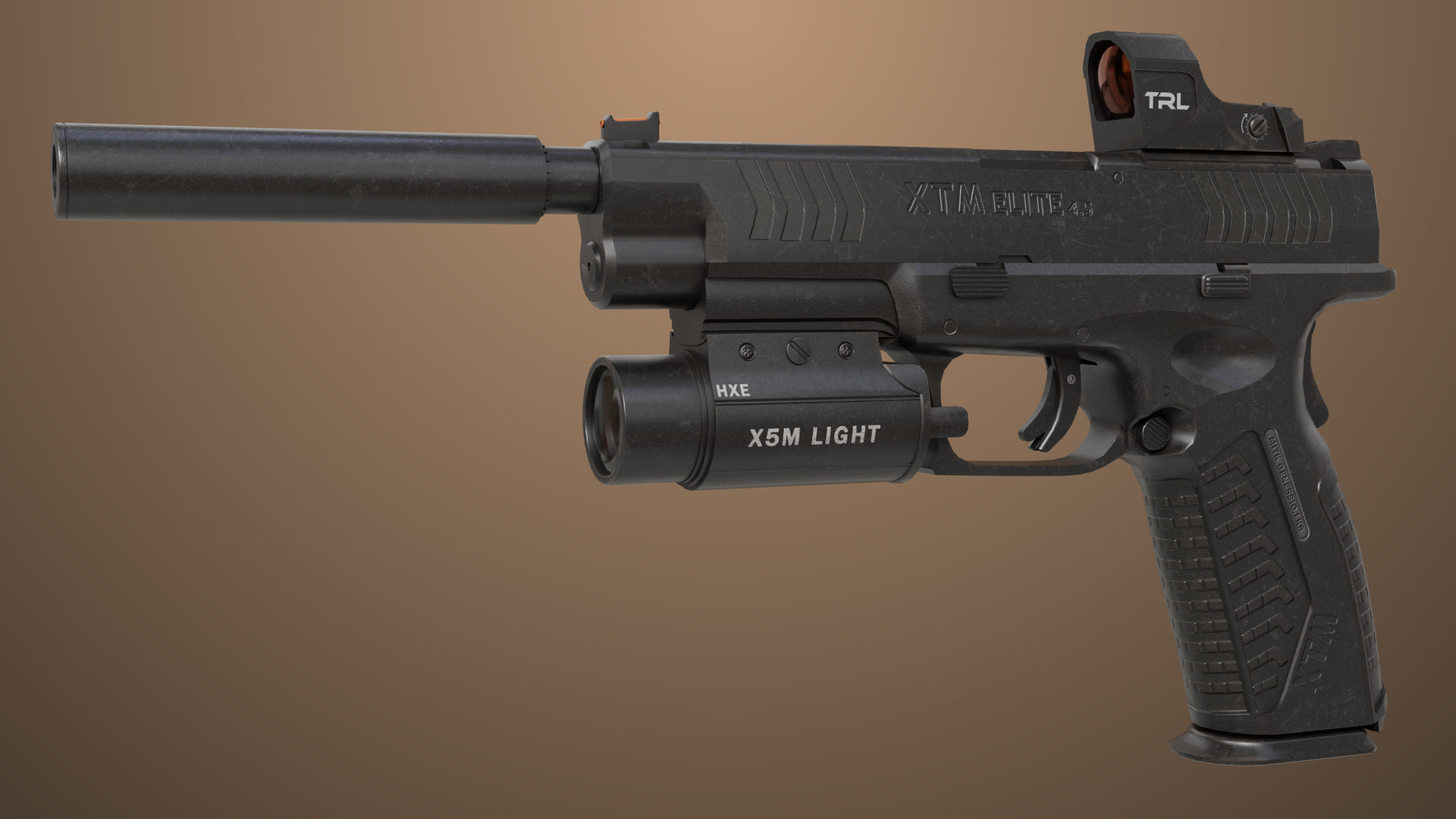 Pistol 06 Black Generic All PBR Unity UE Textures Included Low-poly 3D model_14