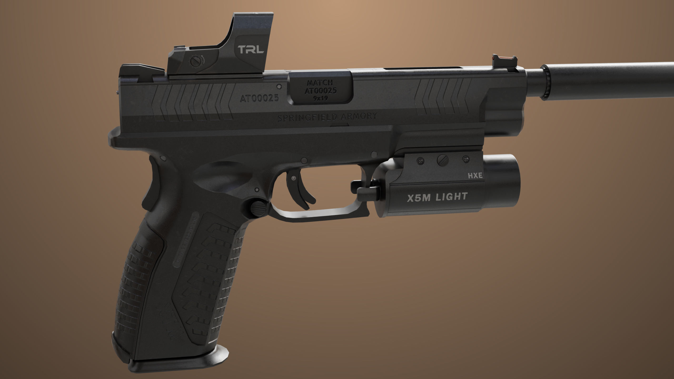 Pistol 06 Black Generic All PBR Unity UE Textures Included Low-poly 3D model_15