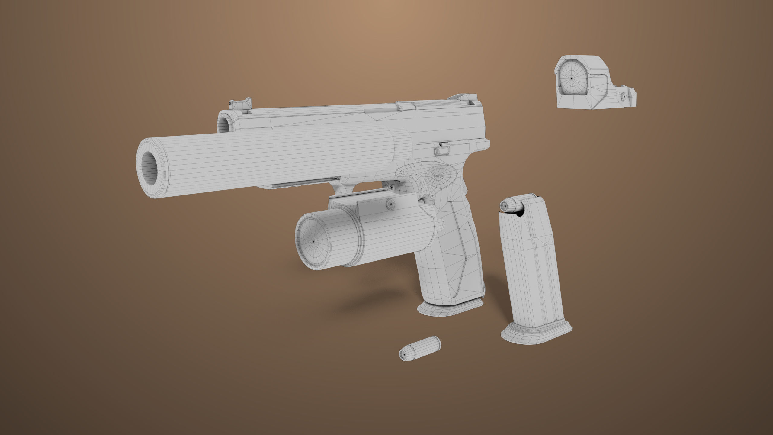 Pistol 06 Black Generic All PBR Unity UE Textures Included Low-poly 3D model_58