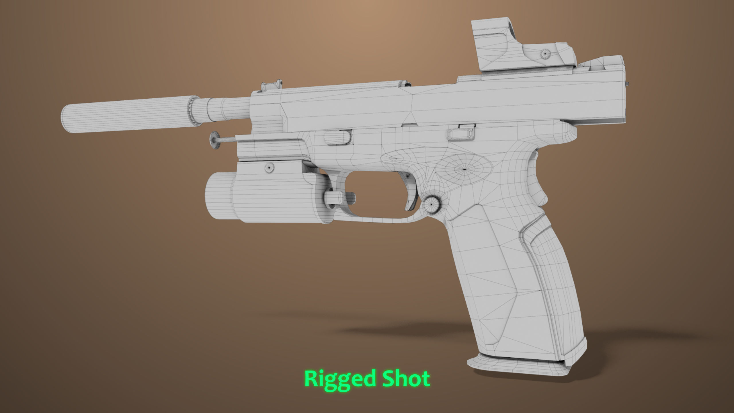 Pistol 06 Black Generic All PBR Unity UE Textures Included Low-poly 3D model_36
