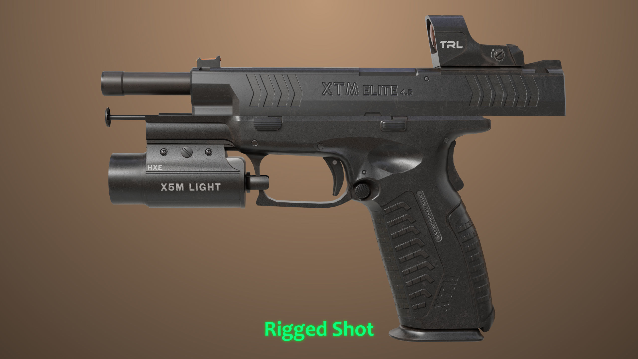 Pistol 06 Black Generic All PBR Unity UE Textures Included Low-poly 3D model_10