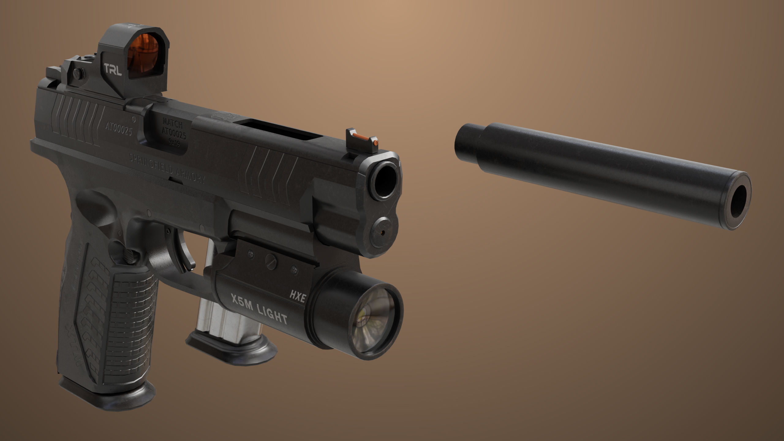 Pistol 06 Black Generic All PBR Unity UE Textures Included Low-poly 3D model_27