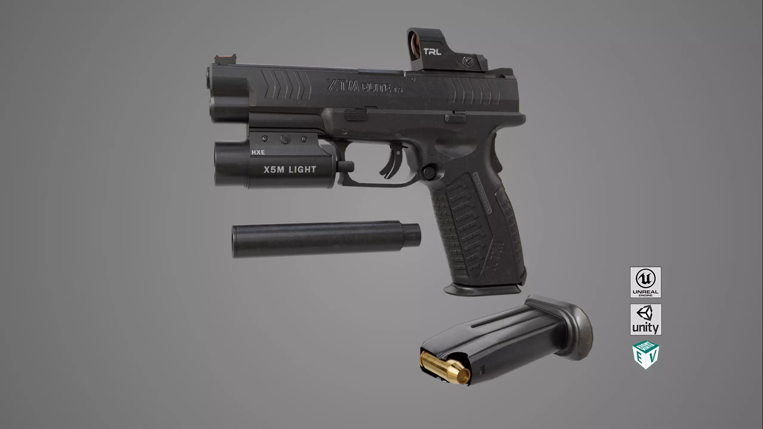 Pistol 06 Black Generic All PBR Unity UE Textures Included Low-poly 3D model_0