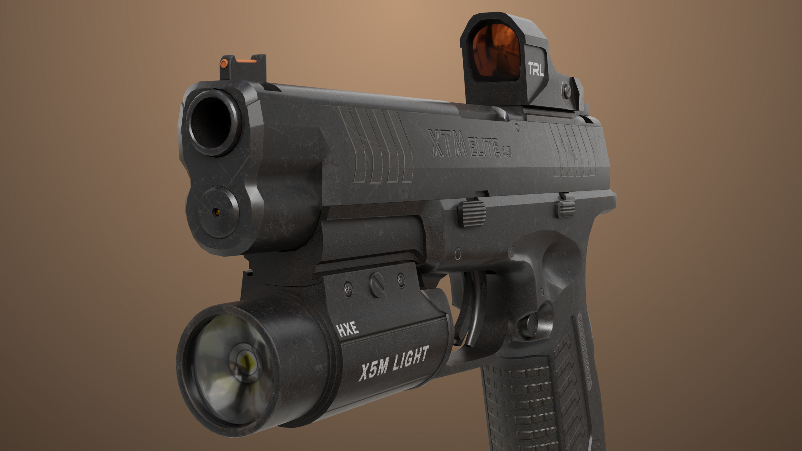 Pistol 06 Black Generic All PBR Unity UE Textures Included Low-poly 3D model_24